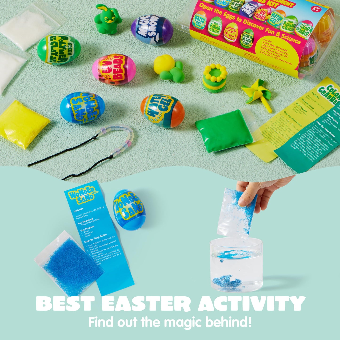 JOYIN 8 Pcs Easter Science Experiment Eggs, Colorful Eggs Prefilled with Science Activity Kit, Easter Hunt, Basket Stuffer Filler, Party Favor, STEM
