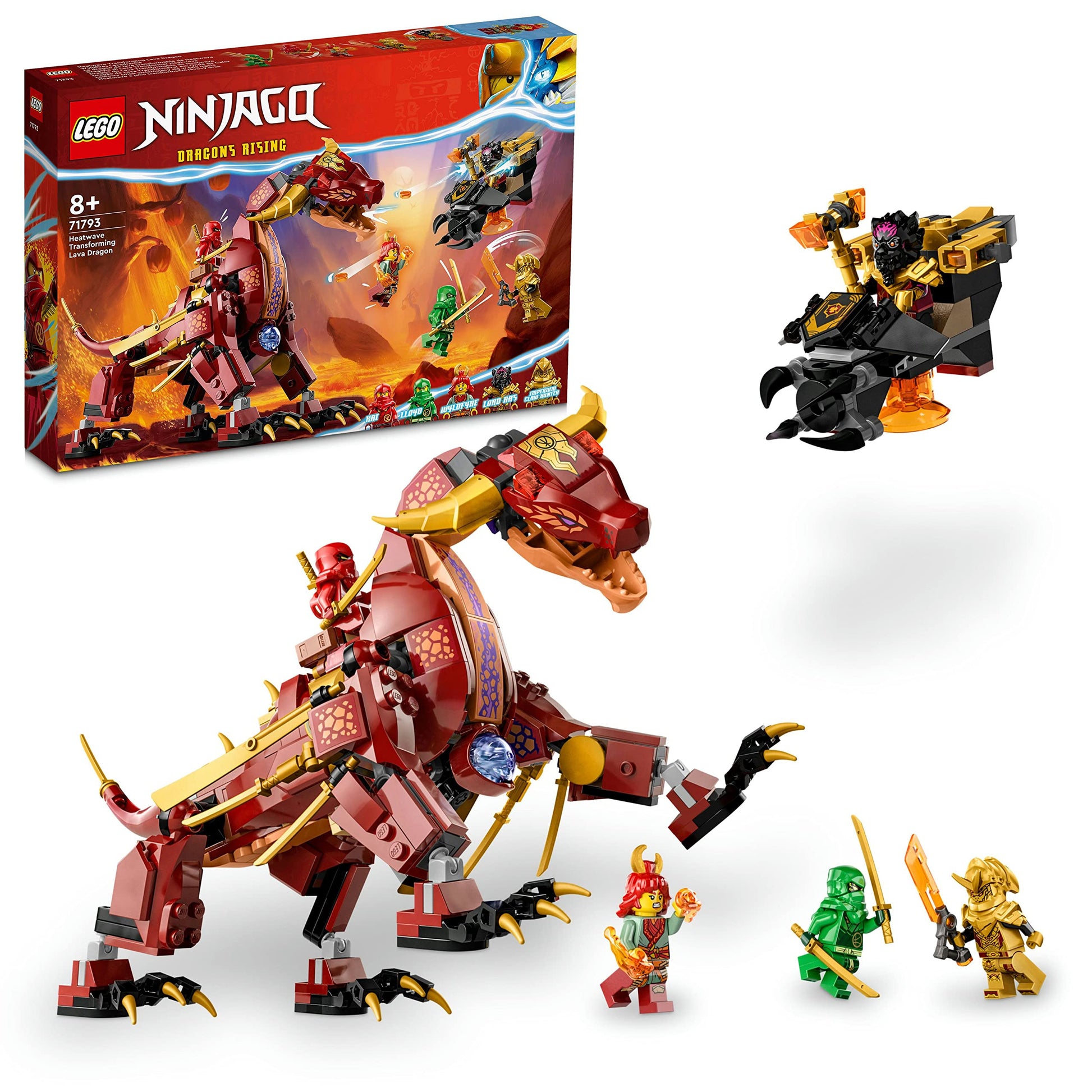 LEGO Ninjago 71793 Fire Heatwave Dragon, Toy Blocks, Present, Ninja, Carrot, Boys, 8 Years Old and Up