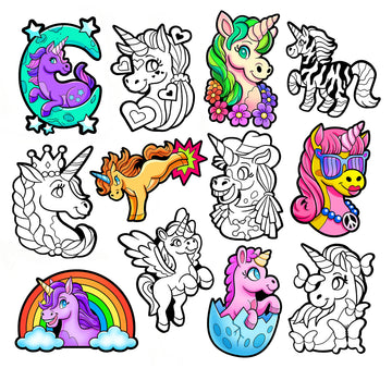 Color Your Own Velvet Unicorns - 12 Pack - Beautiful Arts and Crafts Coloring Fun for All Ages - Decorate Your Room, Color with Friends, Party Favors