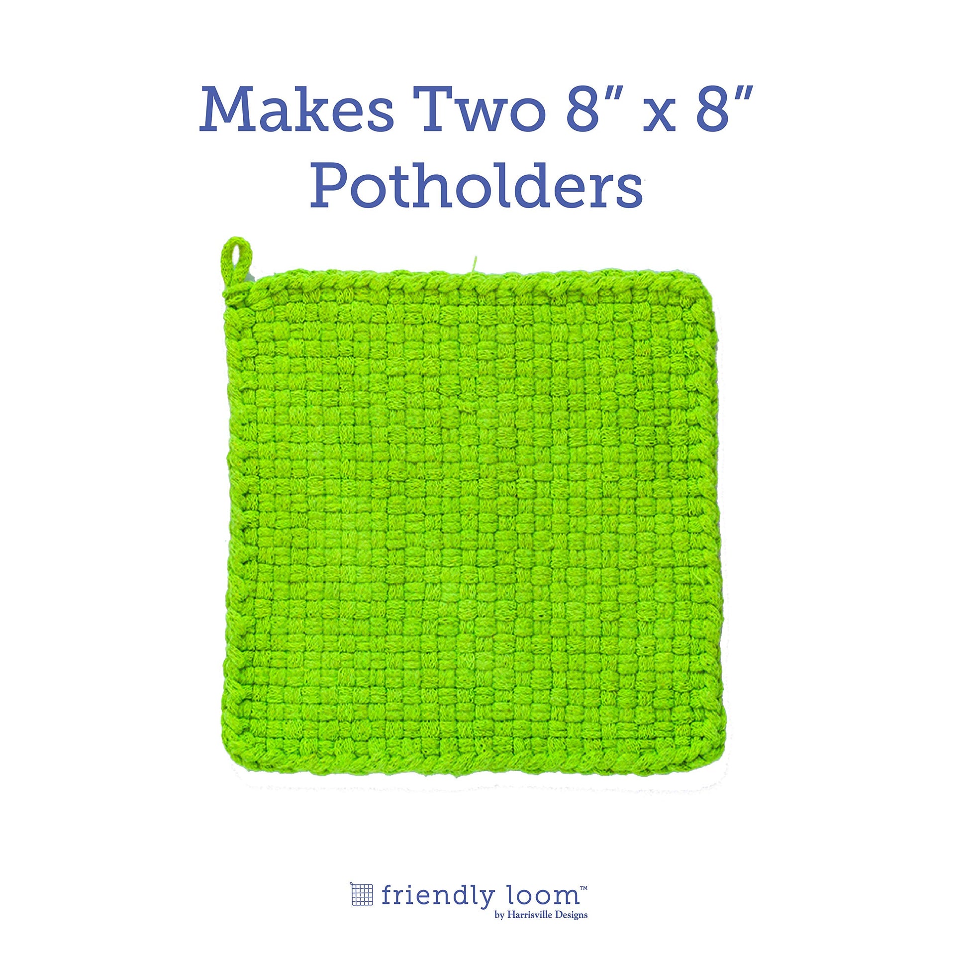 Harrisville Designs Friendly Loom | 10” PRO-Sized Lime Potholder Weaving Loops | Craft 2 Cotton Potholders