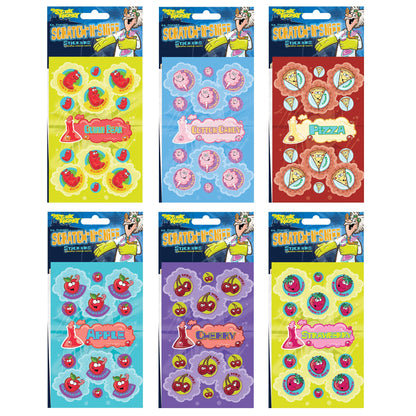Just For Laughs Dr. Stinky's Scratch N Sniff Stickers 6-Pack, Strawberry, Pizza, Cherry, Cotton Candy, Gummi Bear, Apple, 162 Total