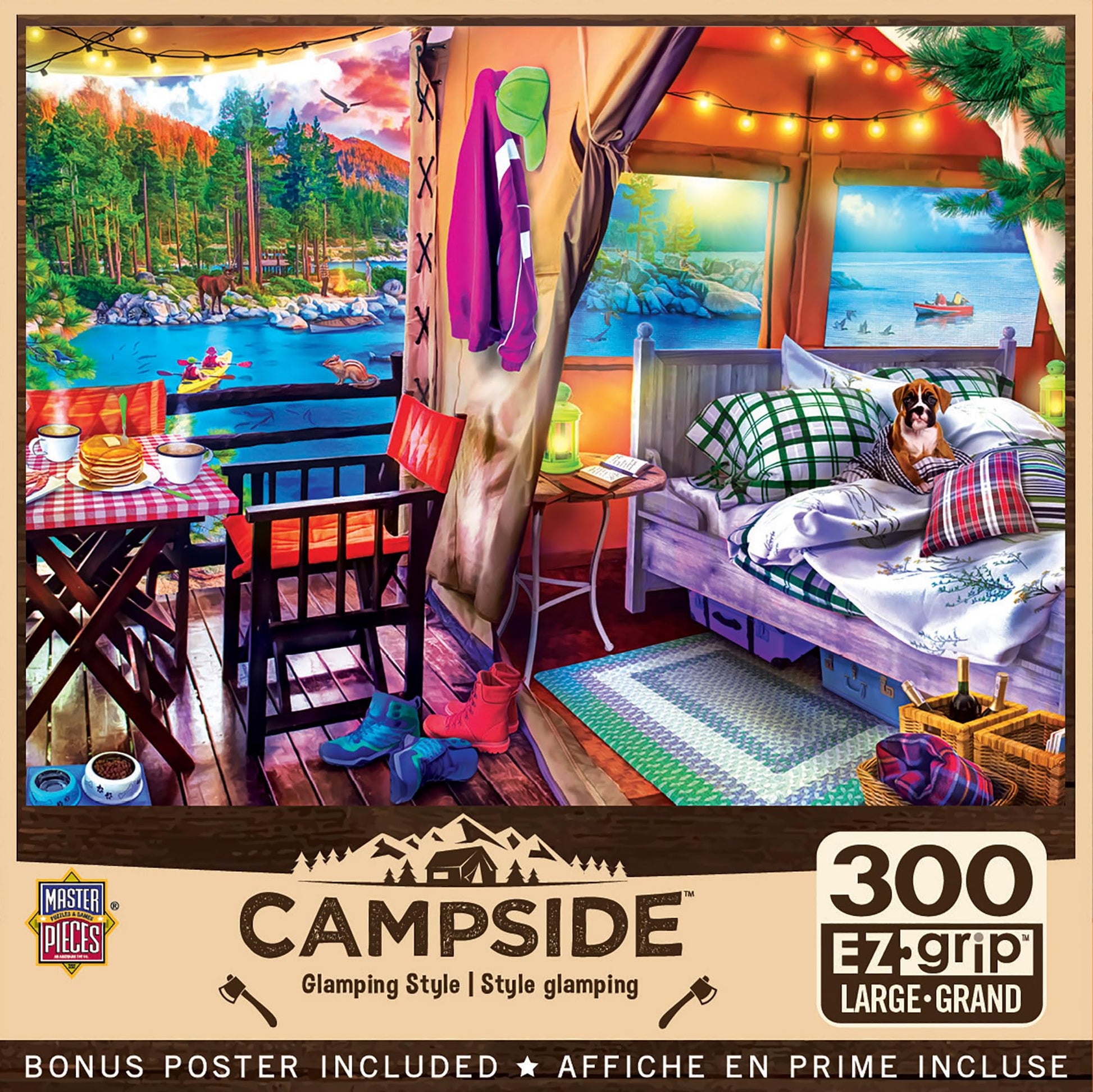 MasterPieces 300 Piece EZ Grip Jigsaw Puzzle - Glamping Style - 18"x24" - Jigsaw Puzzle with Vibrant Artwork and Durable Pieces - Fun Family Activity
