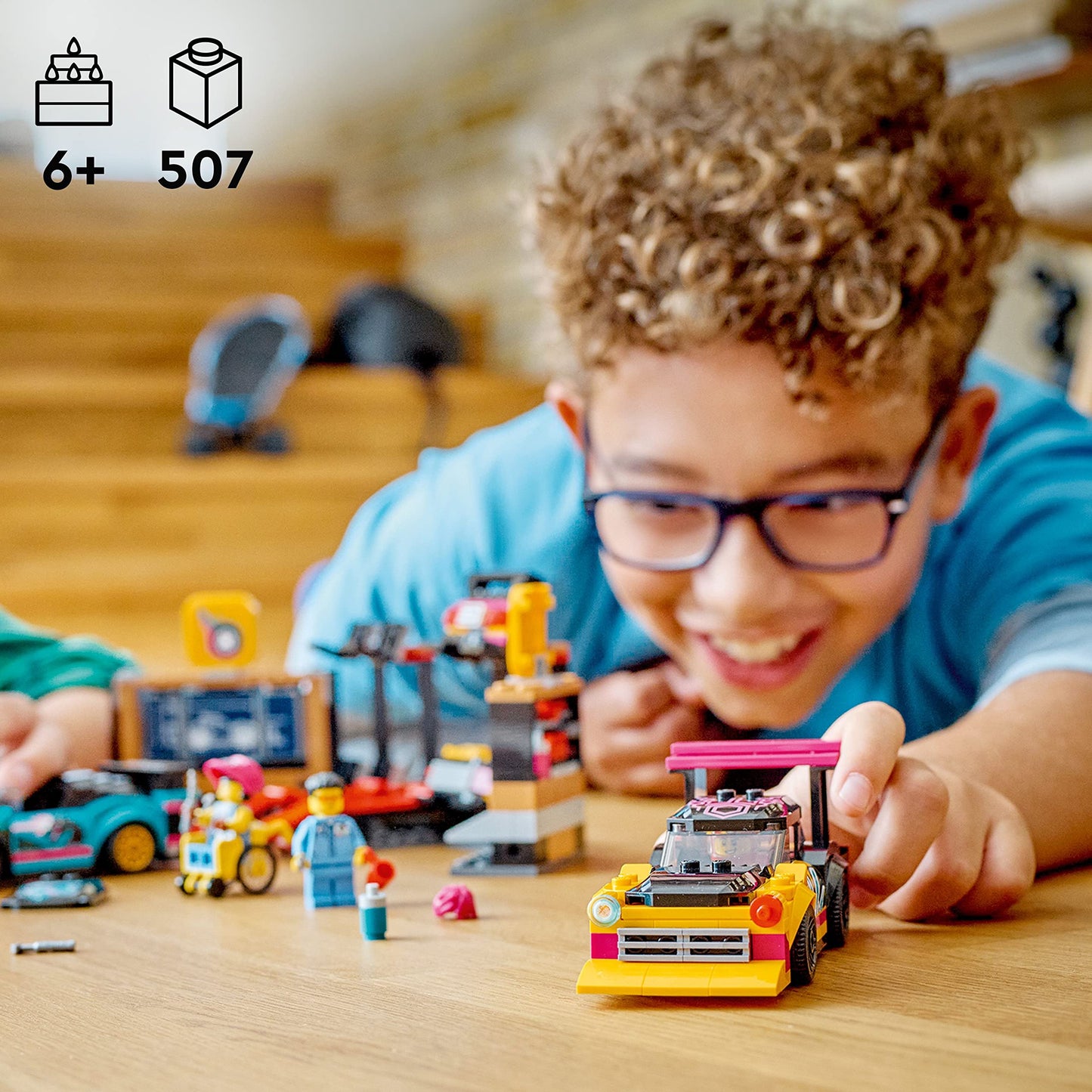 LEGO City Custom Car Garage, Toy Garage Building Set with 2 Customizable Cars, Pretend Play Mechanic Toy with 4 Mini Figures, Birthday Gift Idea for
