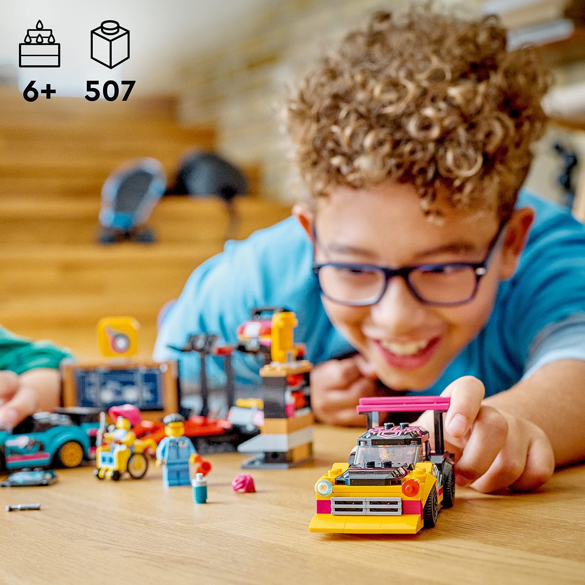 LEGO City Custom Car Garage, Toy Garage Building Set with 2 Customizable Cars, Pretend Play Mechanic Toy with 4 Mini Figures, Birthday Gift Idea for