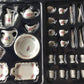 1/12 Scale Lot 42 Dollhouse Miniatures Chinese Peony Flower Porcelain Set; Doll House Soup Tureens Bowls vases Set