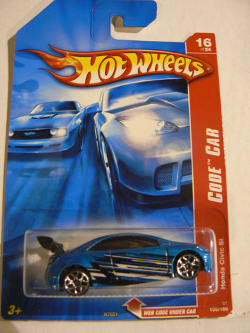 Hot Wheels Code Car 16 of 24 Honda Civic Si Blue 100/180