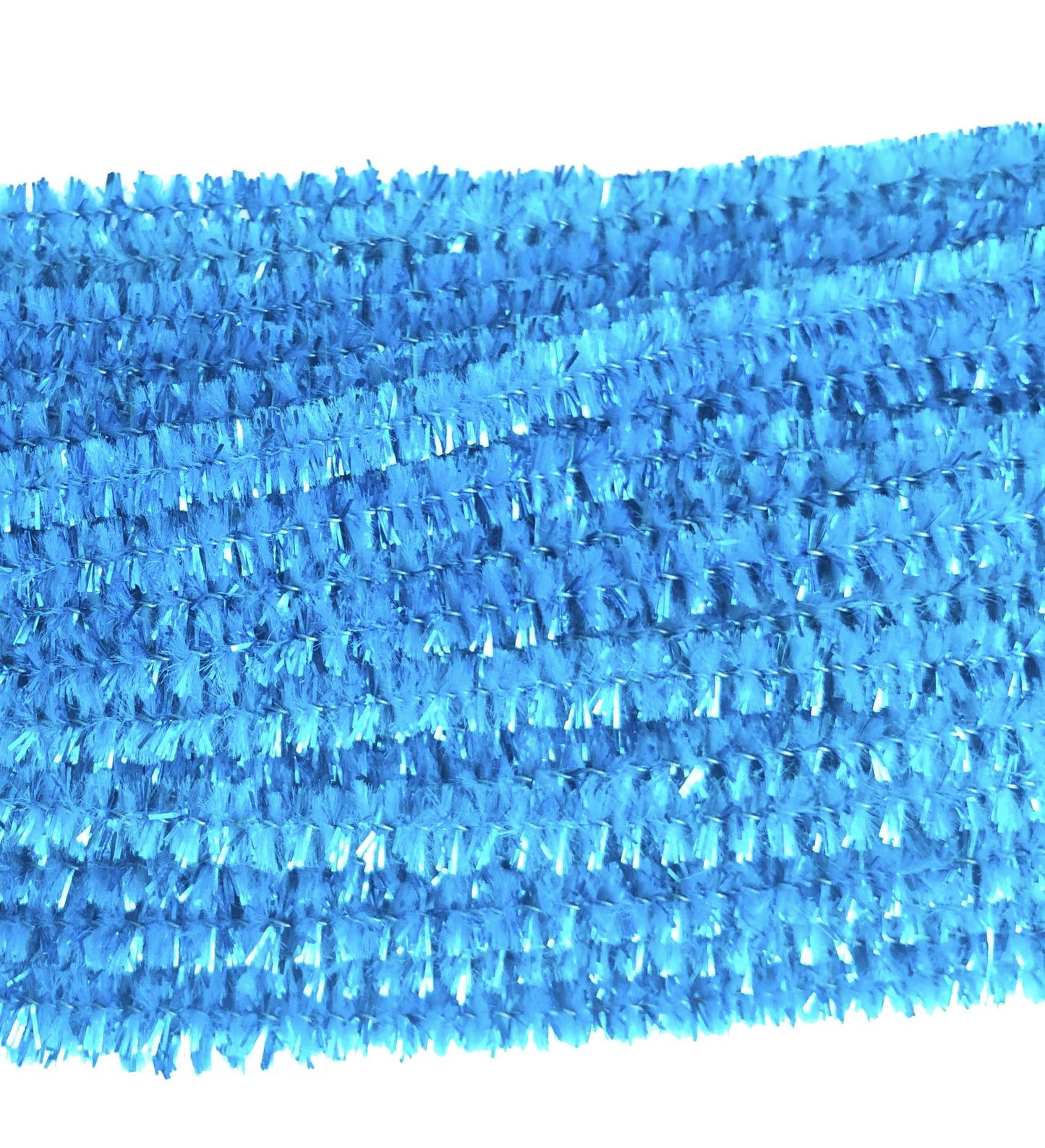 Carykon 100 PCS 12 Inch Iridescent Sparkly Tinsel Stems Pipe Cleaners (Light Blue)