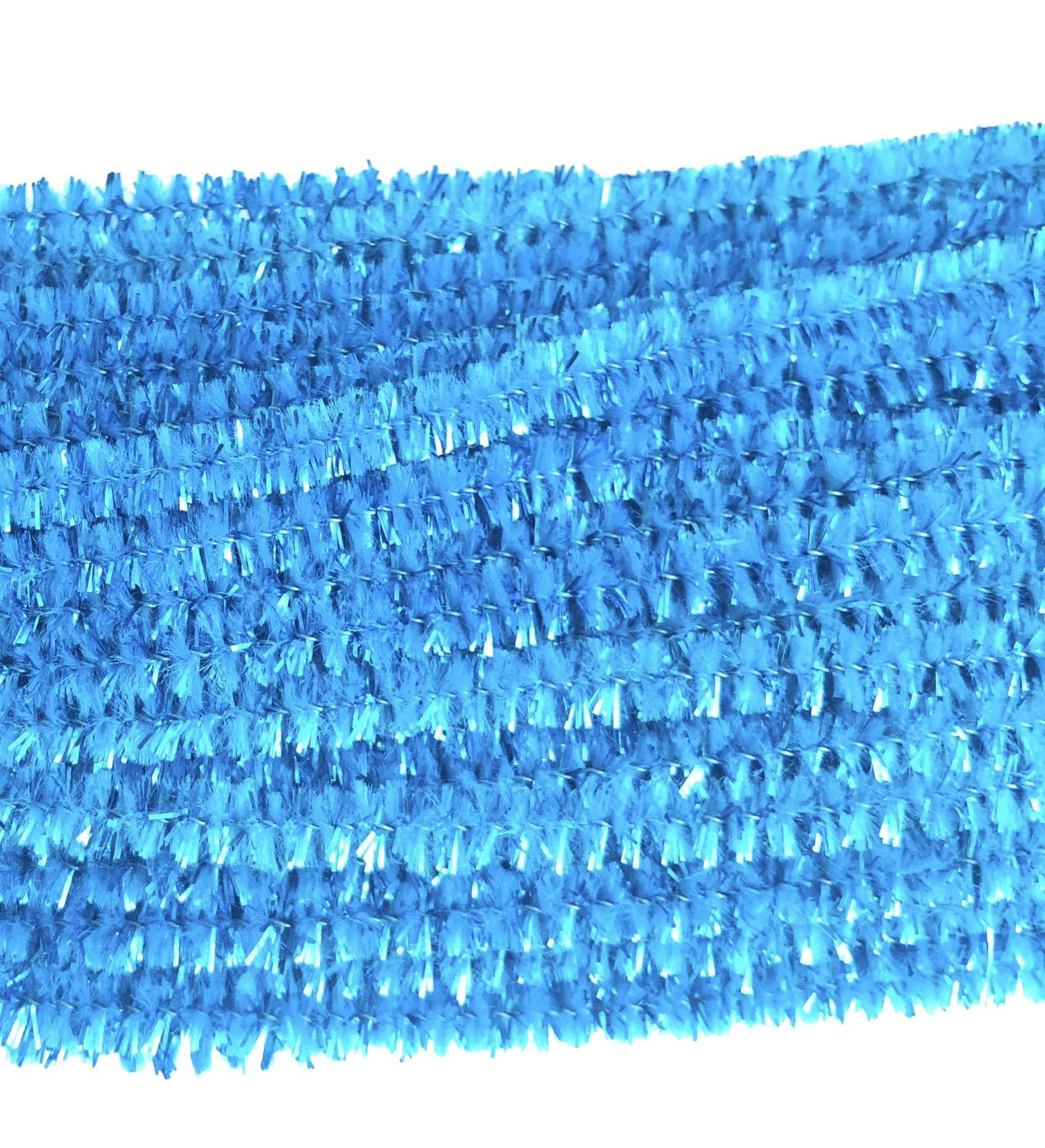 Carykon 100 PCS 12 Inch Iridescent Sparkly Tinsel Stems Pipe Cleaners (Light Blue)