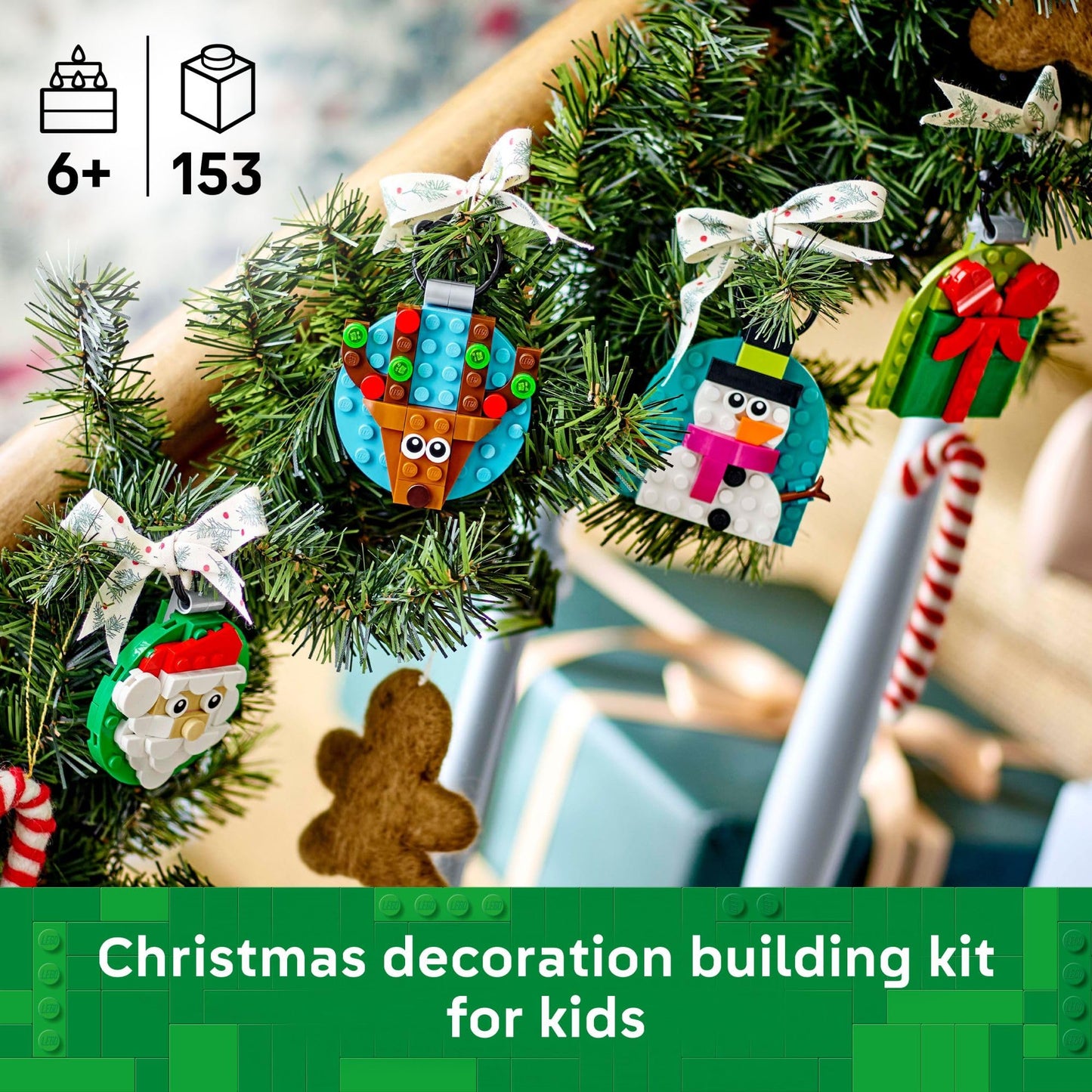 LEGO Christmas Ornament Selection Building Toys - Holiday Crafts for Family, Kids, Boys & Girls, Ages 6+ - Hanging Christmas Decorations for Tree