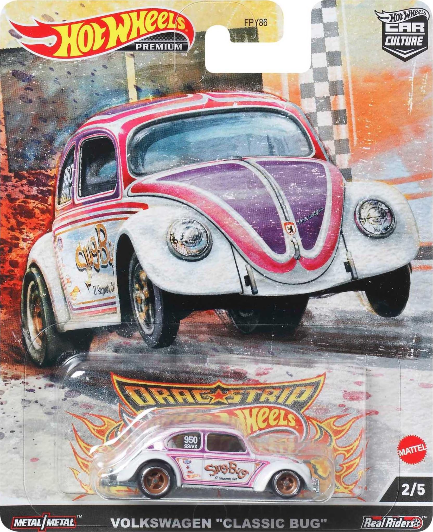 Hot Wheels Car Culture Circuit Legend Premium Toy Car, Die-Cast 1:64 Scale VW Classic Bug, Collectable Volkswagen Beetle for Play or Display