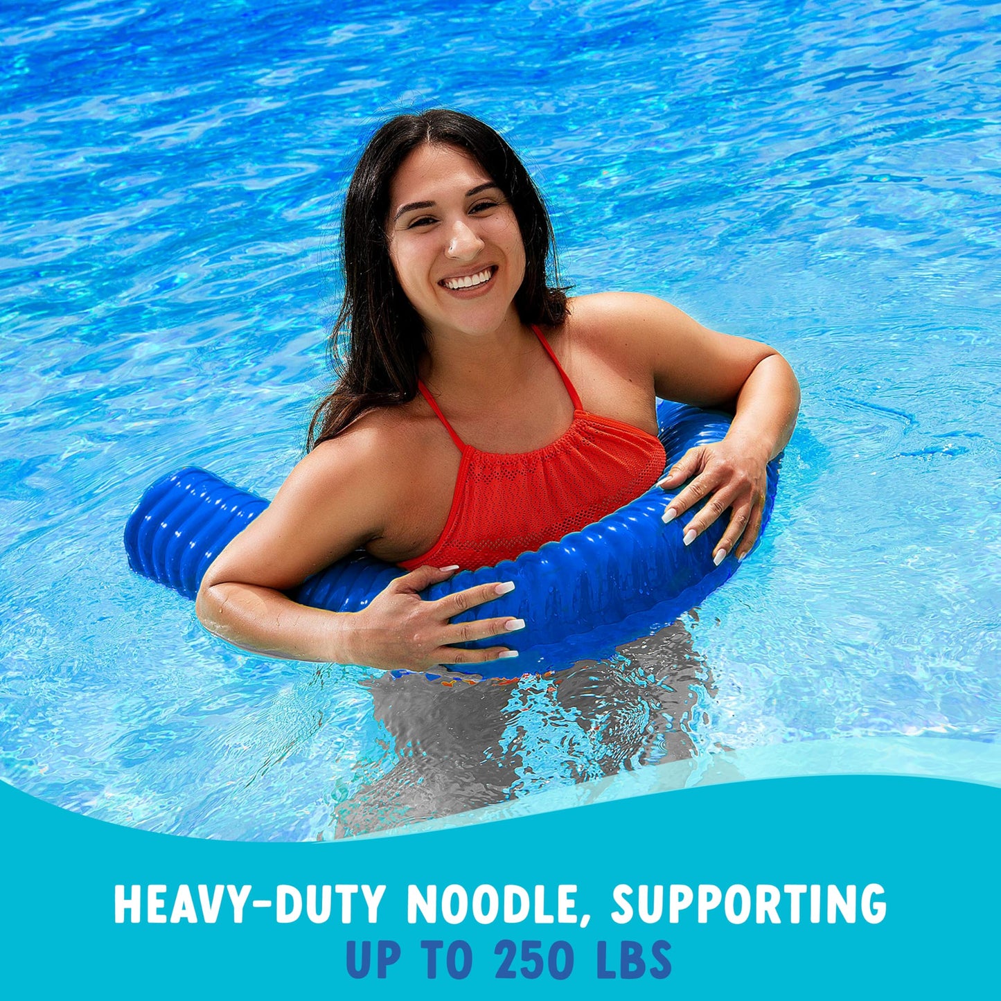 VOS Mega Foam Pool Noodle, 1 Pack, Super Soft Swim Float, Hurricane Blue