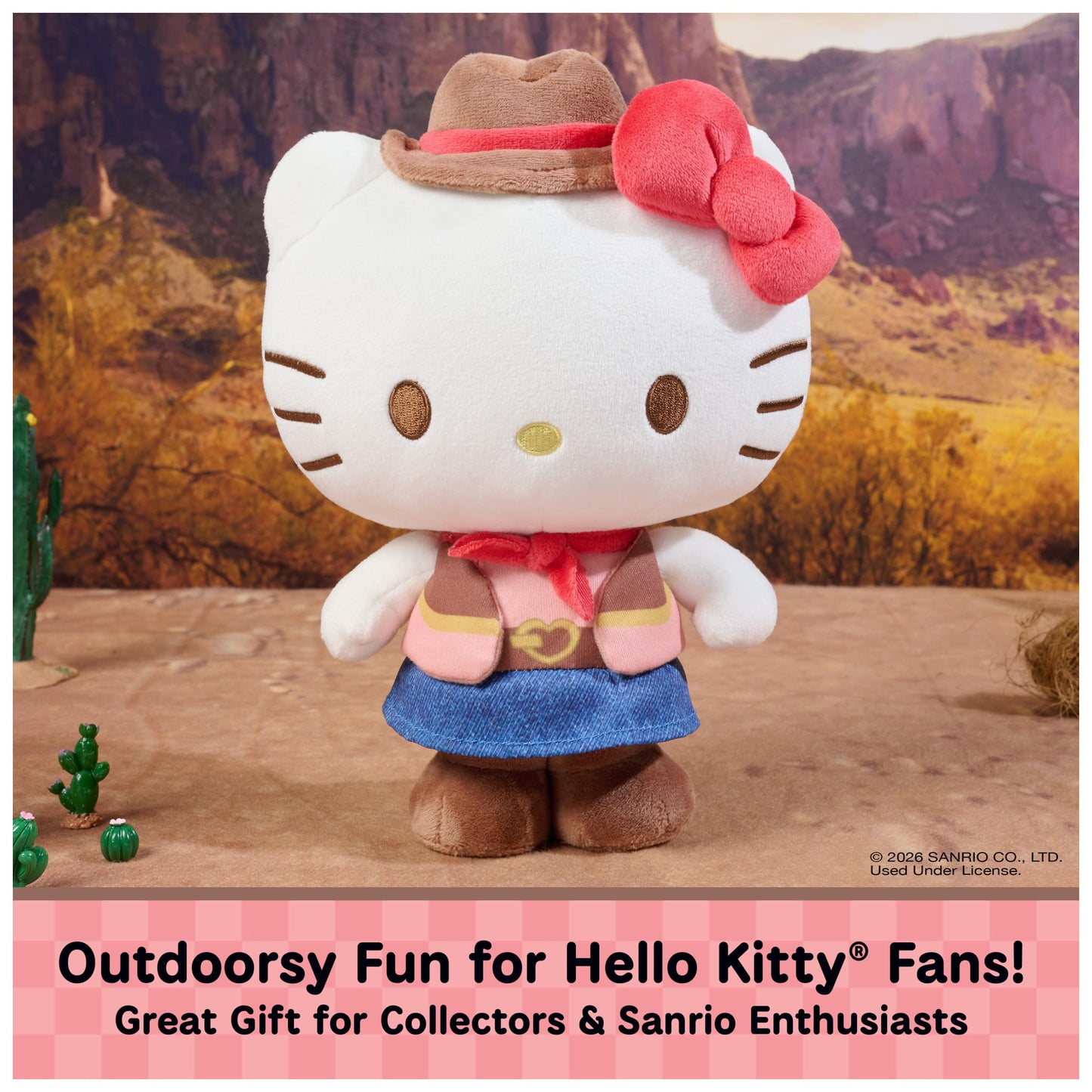 GUND Sanrio Hello Kitty 9.5-Inch Wester Cowgirl Plush Toy for Ages 1+