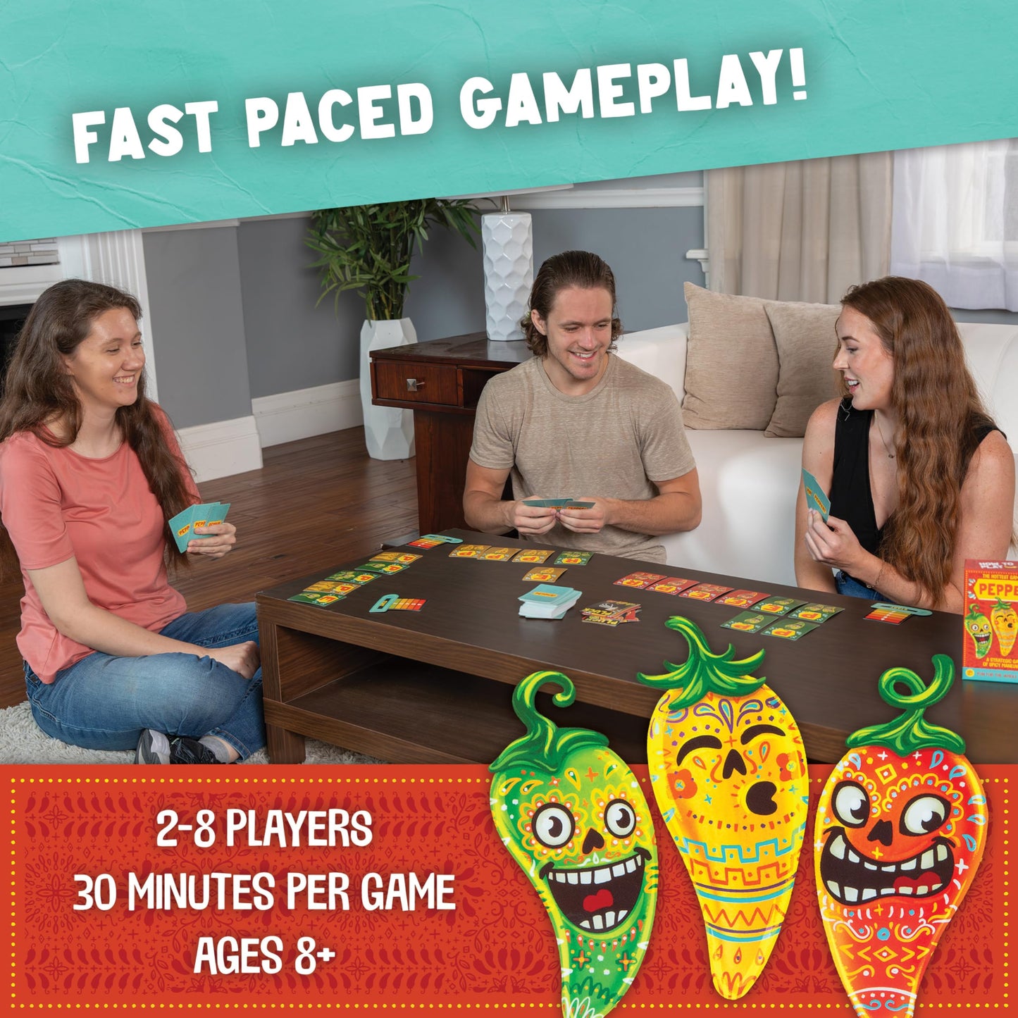 Pepper! Card Game - Fun Family & Party Game for Kids & Adults, Ages 8+, 2-8 Players, 30-Minute Gameplay, Easy to Learn Spicy Strategy Game