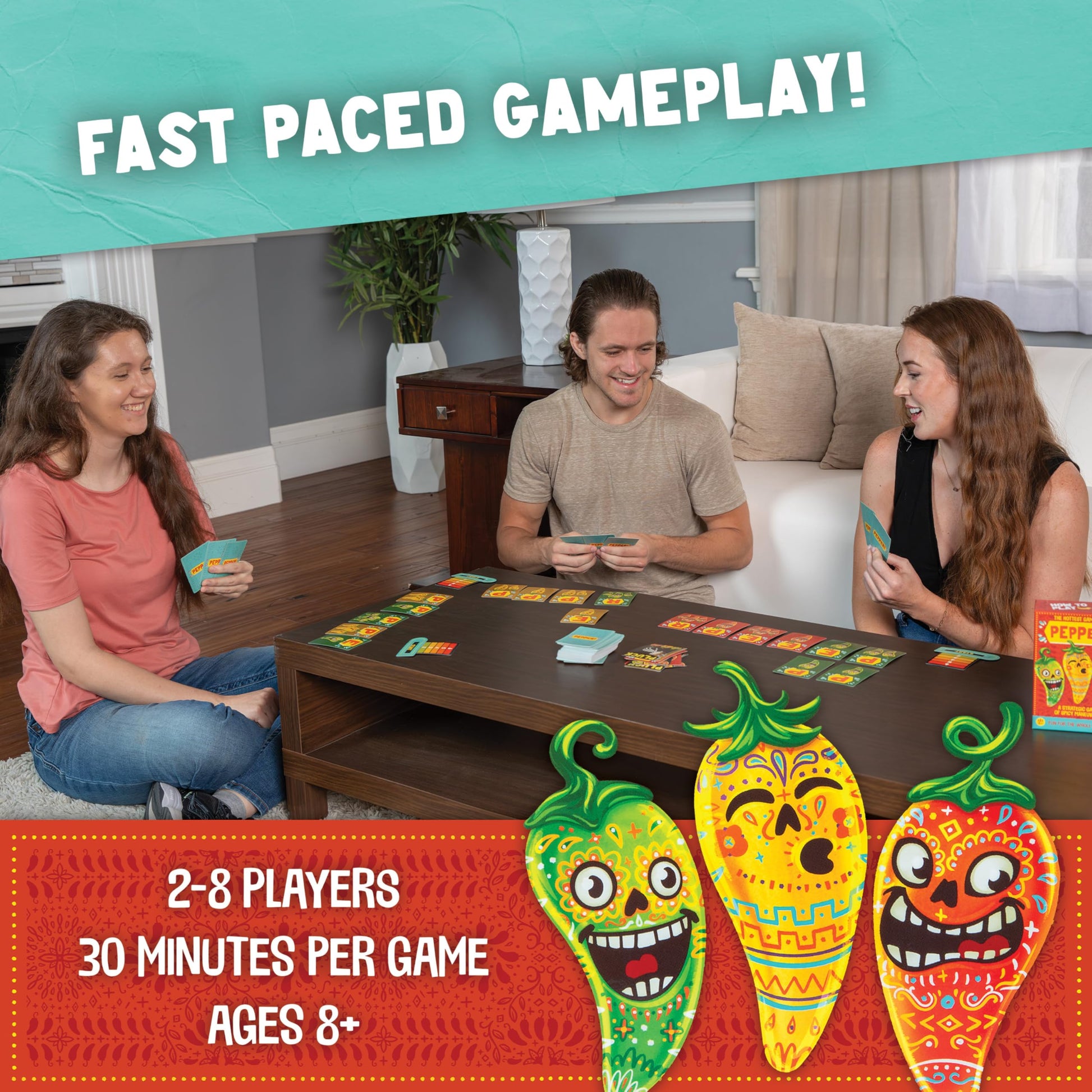 Pepper! Card Game - Fun Family & Party Game for Kids & Adults, Ages 8+, 2-8 Players, 30-Minute Gameplay, Easy to Learn Spicy Strategy Game