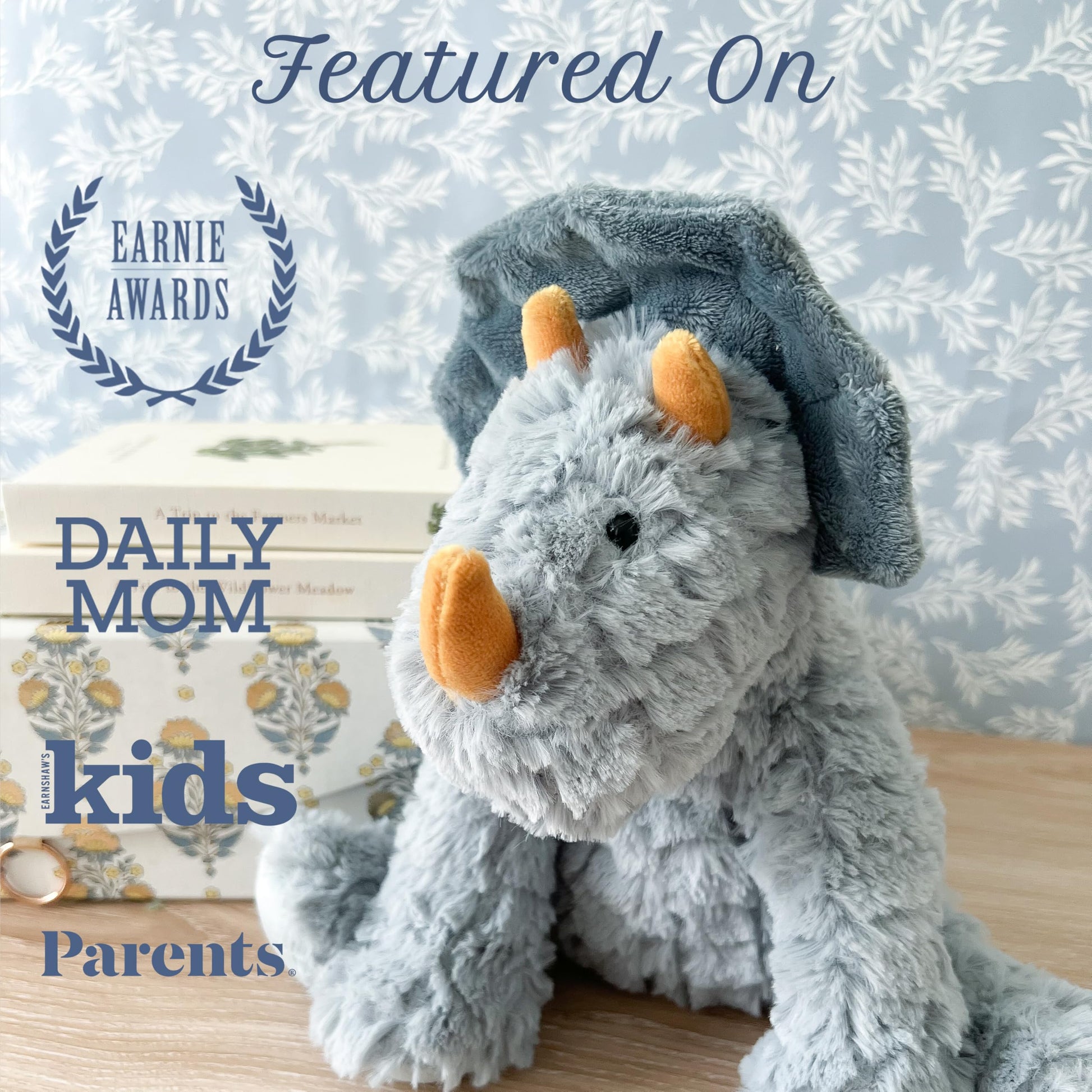 MON AMI Bashful Dino 9-Inch Stuffed Animal, Soft Dinosaur Plush Toy Boys