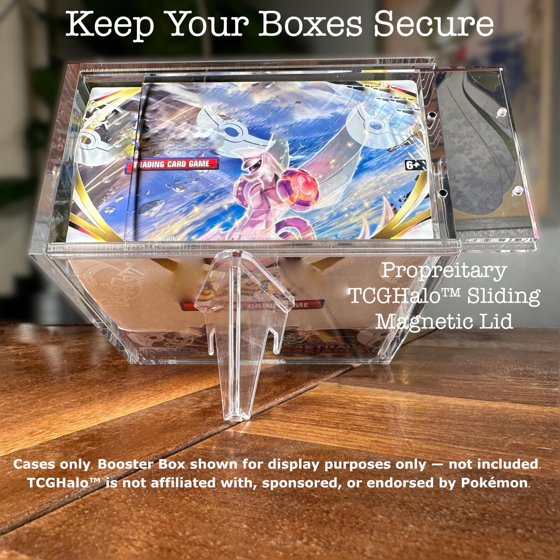 Booster Box Acrylic Case (3 Pack) - 6MM Thick Sliding Magnetic Lid Protective Acrylic Container Fits With Pokemon Card Display Case For Hard Plastic