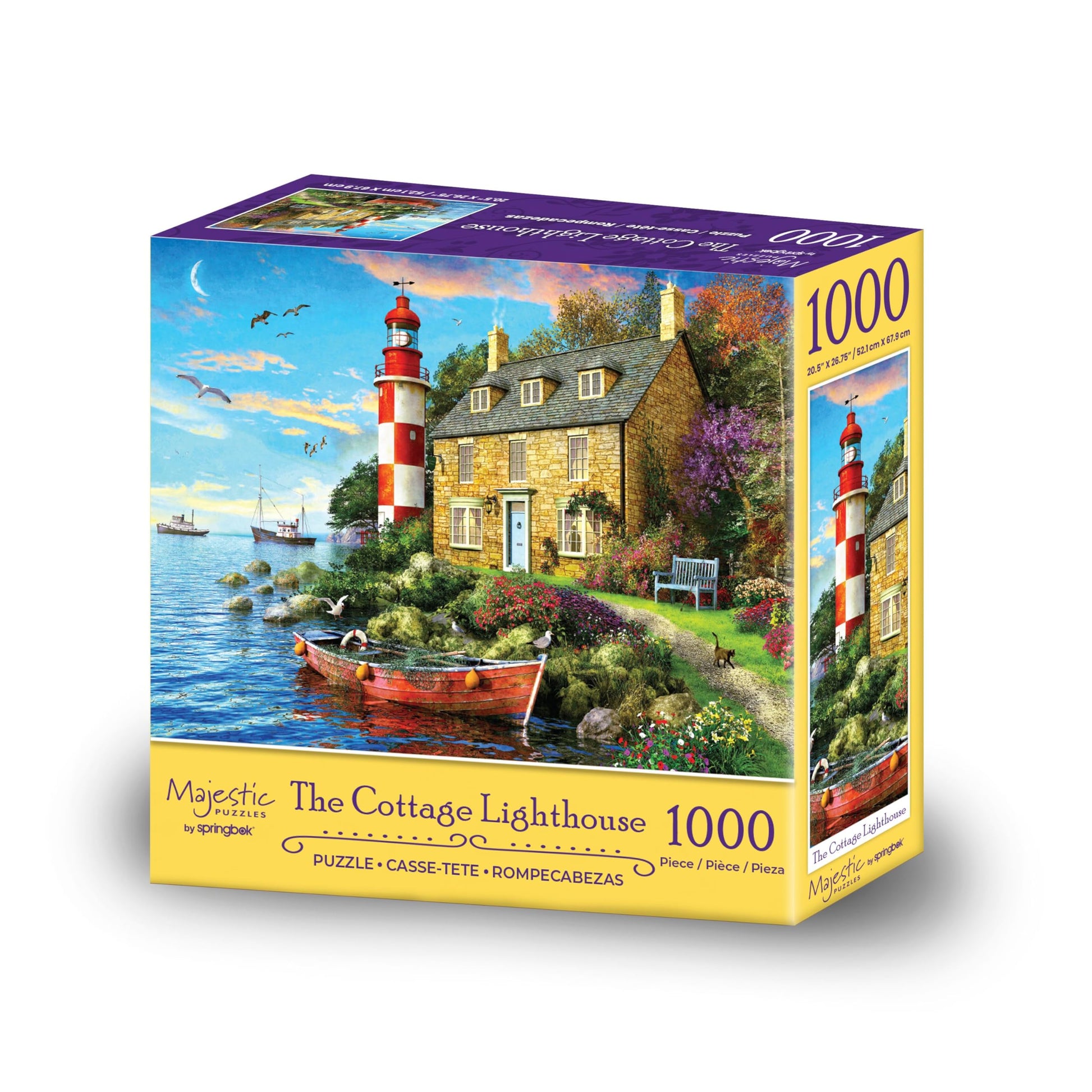 Majestic Value Brand 1000 Piece Jigsaw Puzzle of a Seaside Cottage Near a Lighthouse