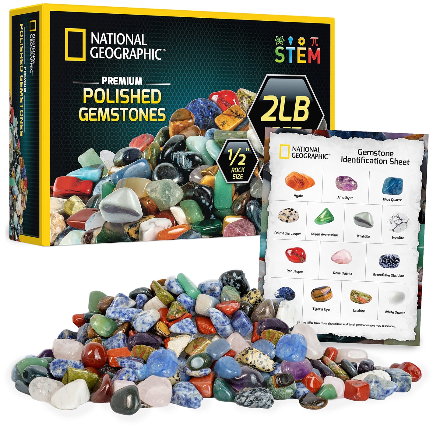 National Geographic Polished Stones and Crystals 2 Lb. Bulk Collection