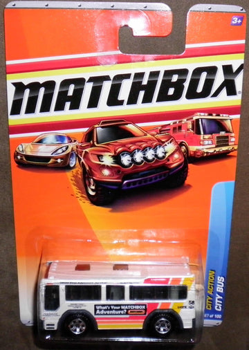 MATCHBOX 2011 CITY ACTION WHITE MATCHBOX ADVENTURE CITY BUS #67