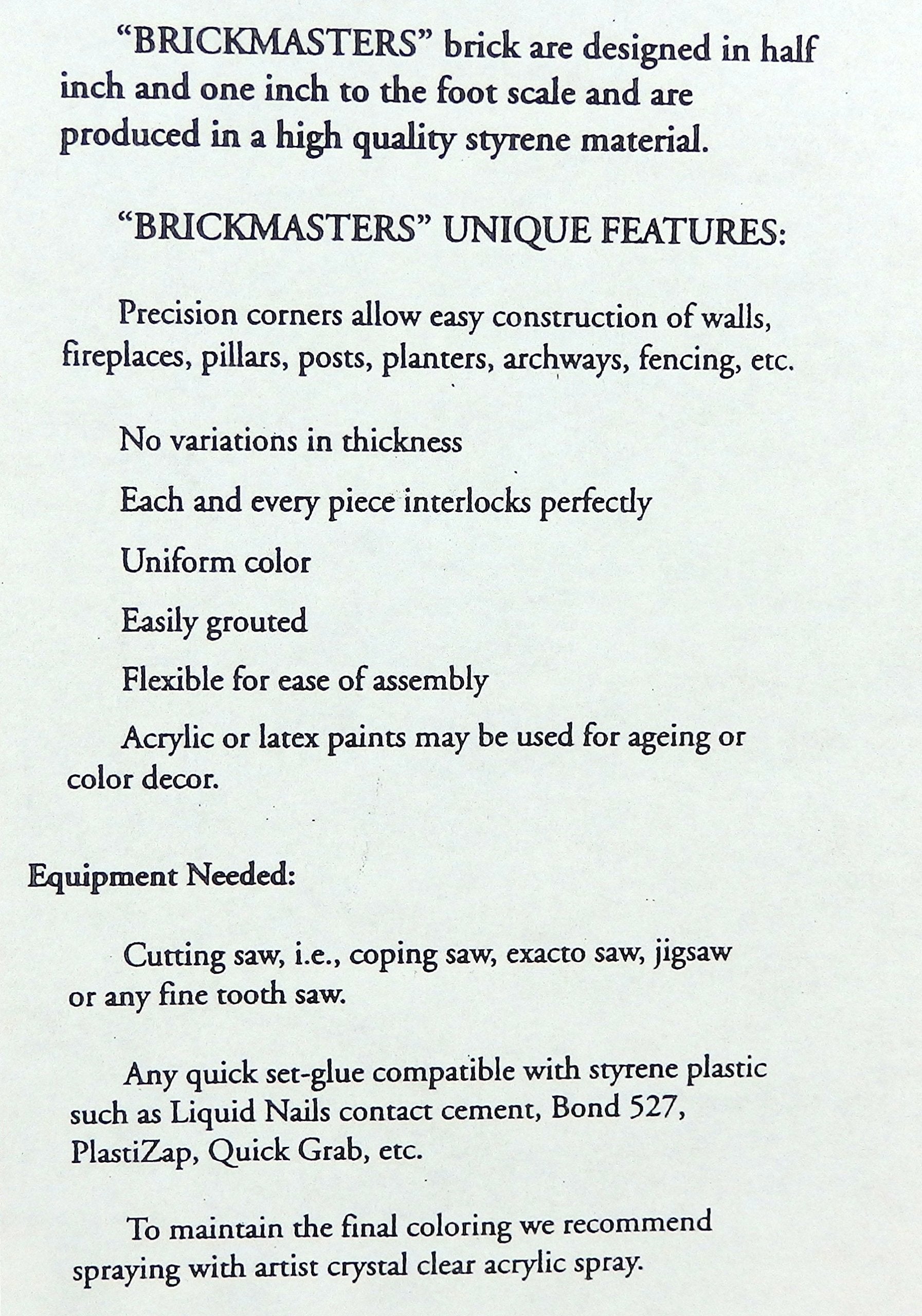 Houseworks Dollhouse Miniature Brickmaster Common Joint Brick Sheet