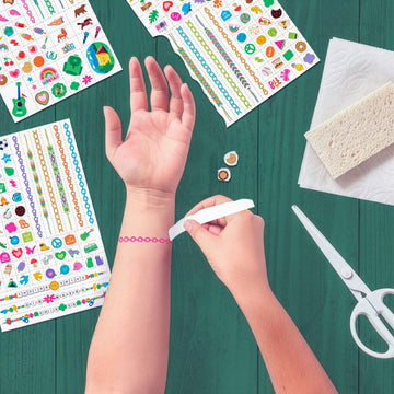 OOLY x Girl Scouts Temporary Tattoos for Girls - Glitter DIY Tattoo Jewelry Kit, 3 Sheets, Bracelets Rings Necklaces