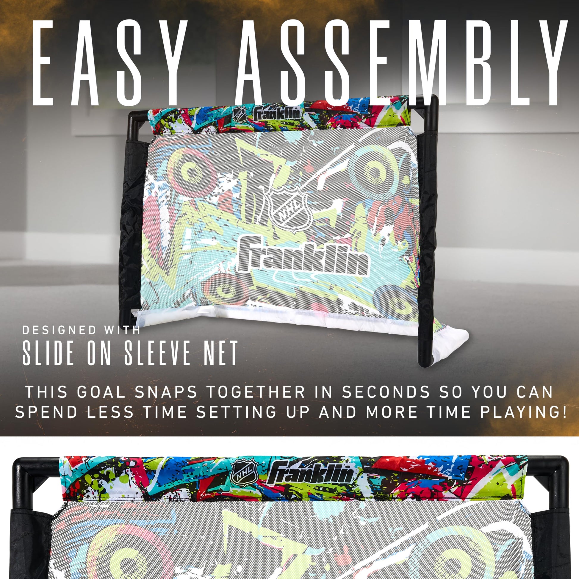 Franklin Sports NHL Kids Mini Hockey Goal + Sticks Set