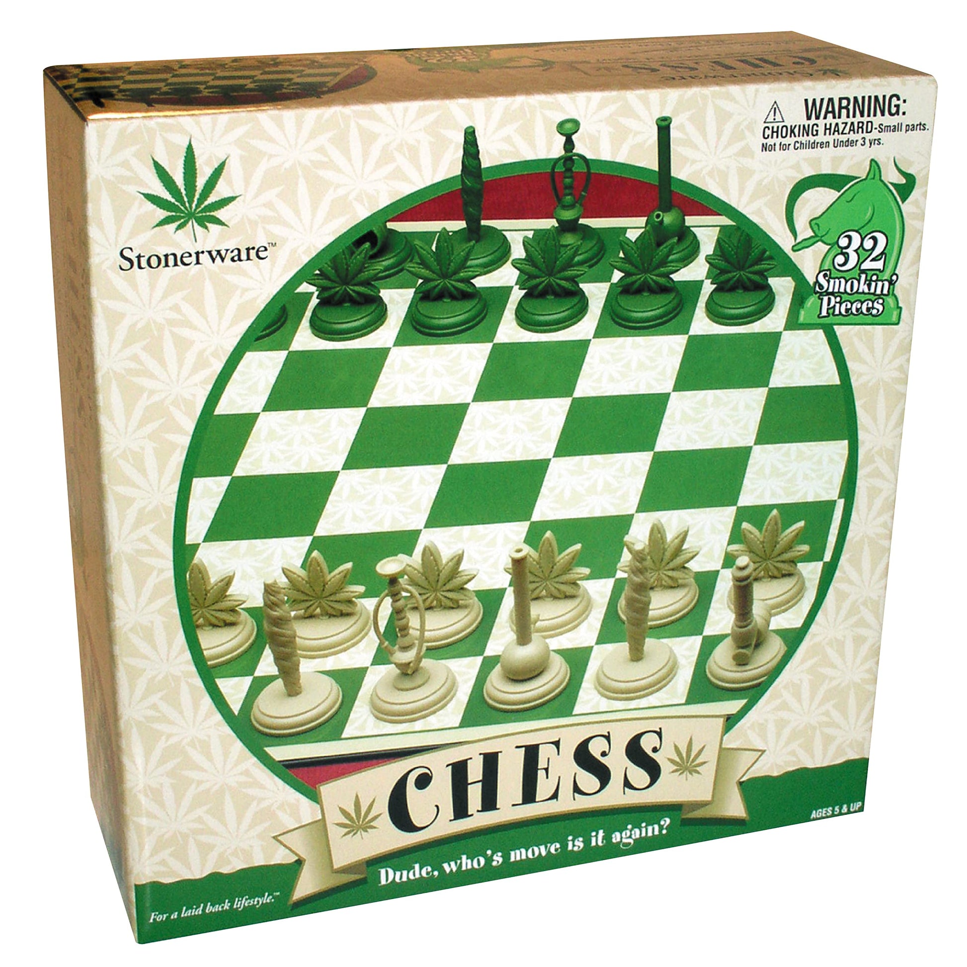 ICUP Stonerware Chess Set Game - Novelty Themed Chess Set for Adults - 32 Unique Pieces, Funny Chess Board Game - Gag Gift for Adults