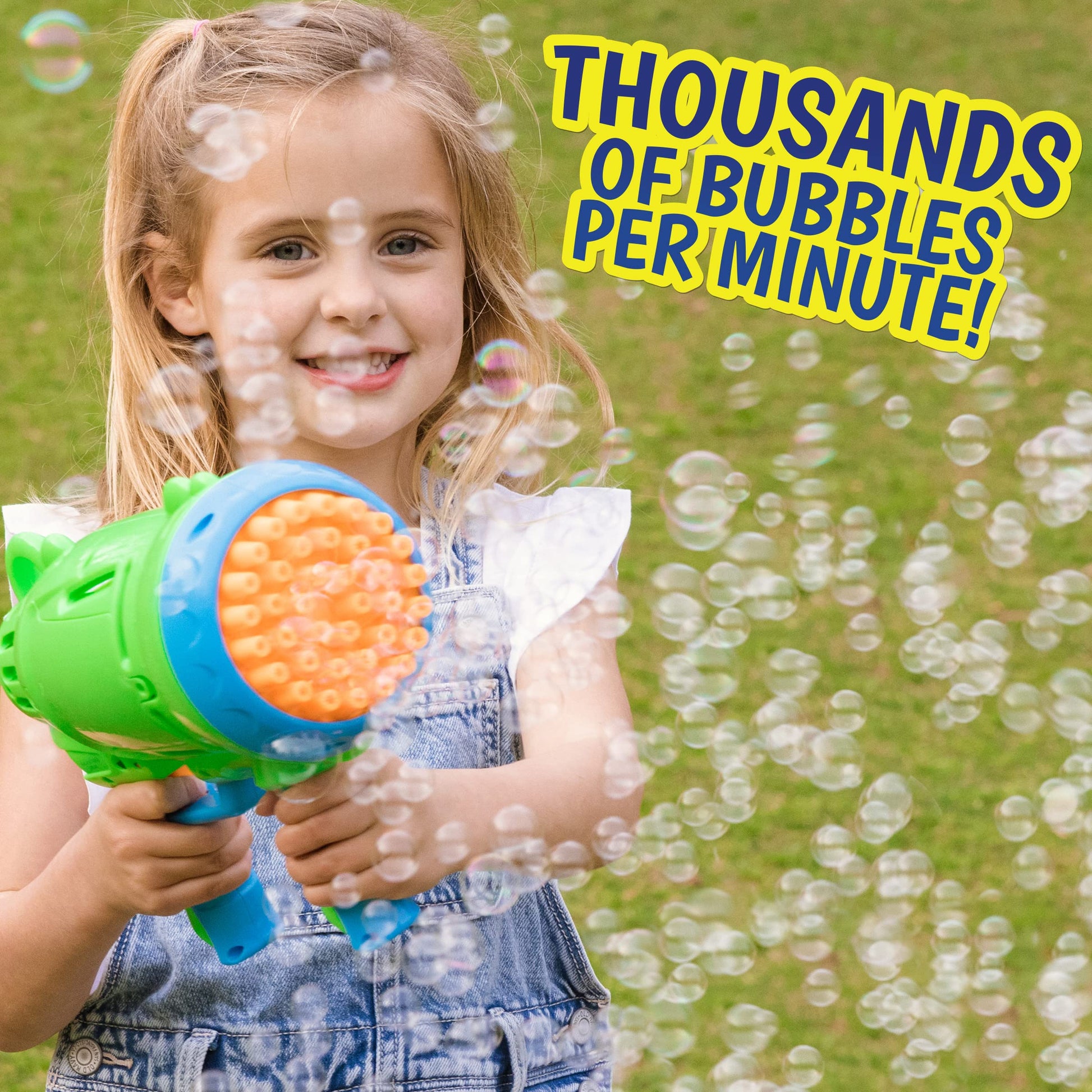 Maxx Bubbles Automatic Bubble Barrage Gun Includes Non Toxic Bubble Solution and Dip Tray, Bubble Barrage, Bubble Blaster for Outdoors, Adult, Kids