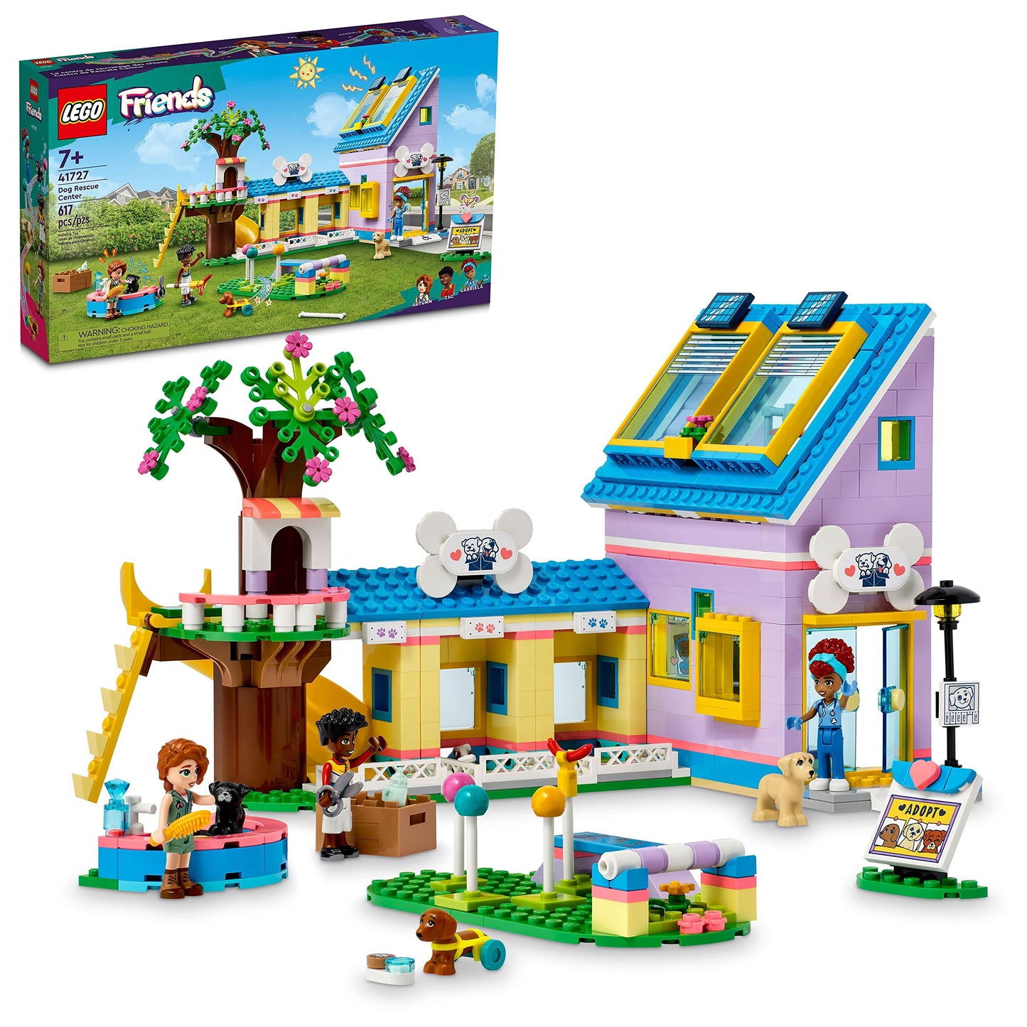 LEGO Friends Dog Rescue Center 41727, Pet Animal Playset for Kids Ages 7 Plus Years Old with 2023 Series Characters Autumn and Zac Mini-Dolls, Toy Vet