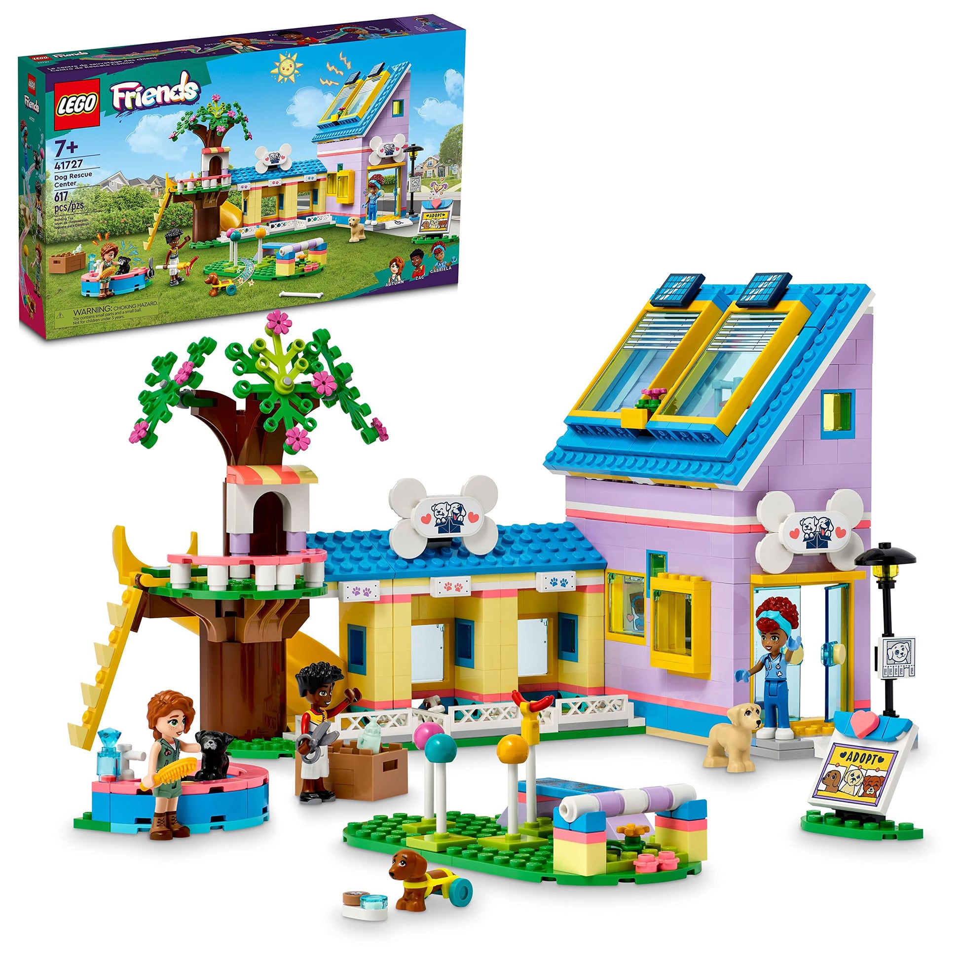 LEGO Friends Dog Rescue Center 41727, Pet Animal Playset for Kids Ages 7 Plus Years Old with 2023 Series Characters Autumn and Zac Mini-Dolls, Toy Vet