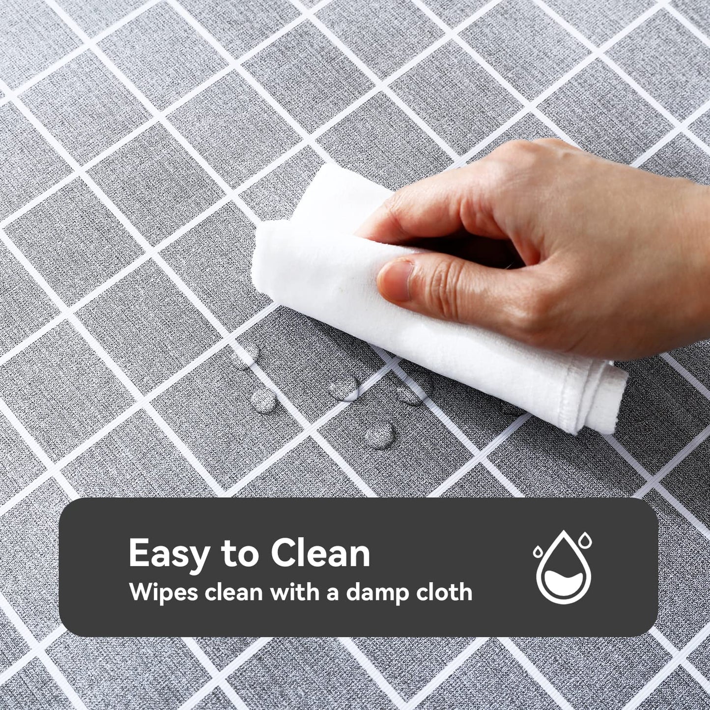 Romanstile Rectangle Vinyl Tablecloth, 100% Waterproof Oil-Proof Checkered Plastic Table Cloth, Heavy Duty Wipeable Table Covers for Dining, Camping