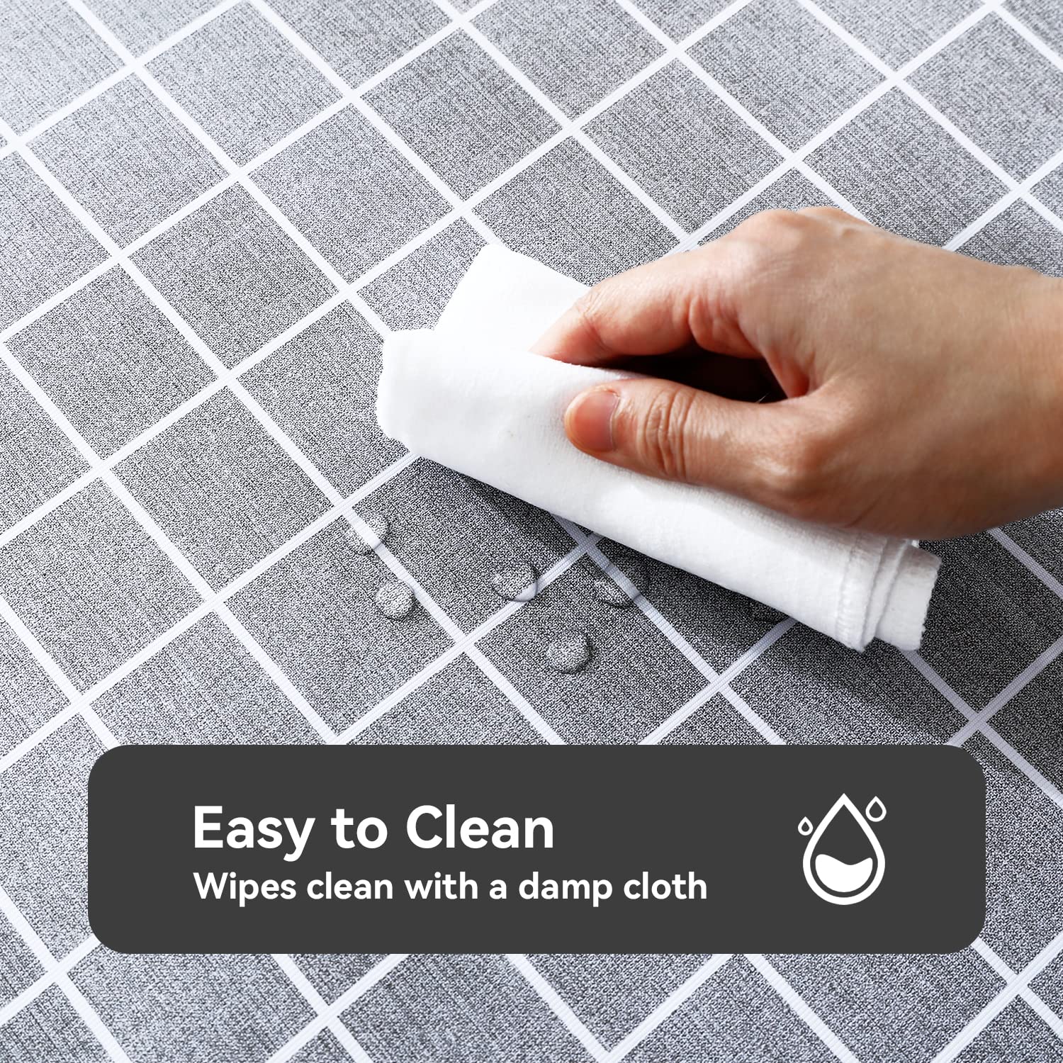 Romanstile Rectangle Vinyl Tablecloth, 100% Waterproof Oil-Proof Checkered Plastic Table Cloth, Heavy Duty Wipeable Table Covers for Dining, Camping