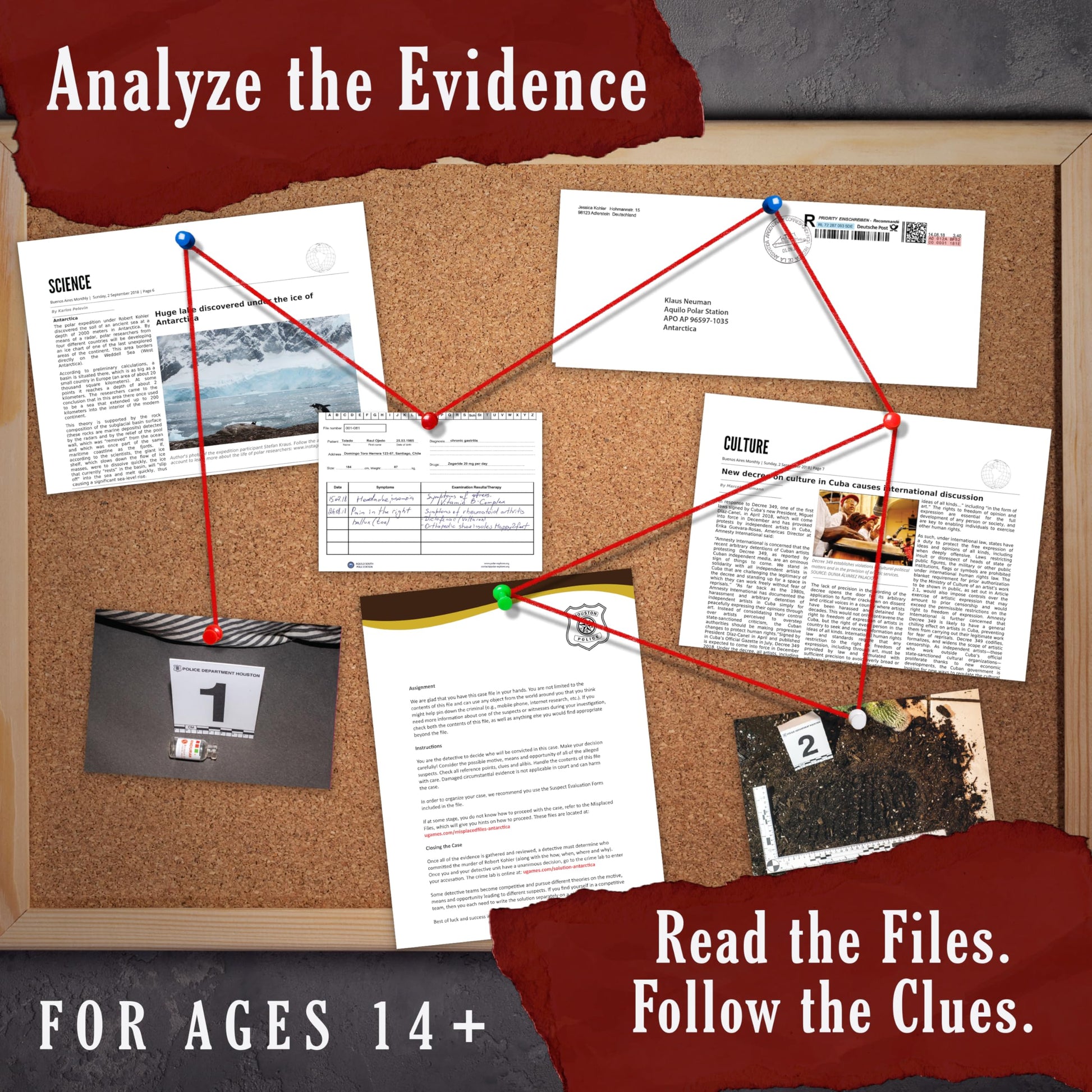 Murder Mystery Party Case File Game, Death in Antarctica, Interactive Mystery Game for 1+ Players, Ages 14+