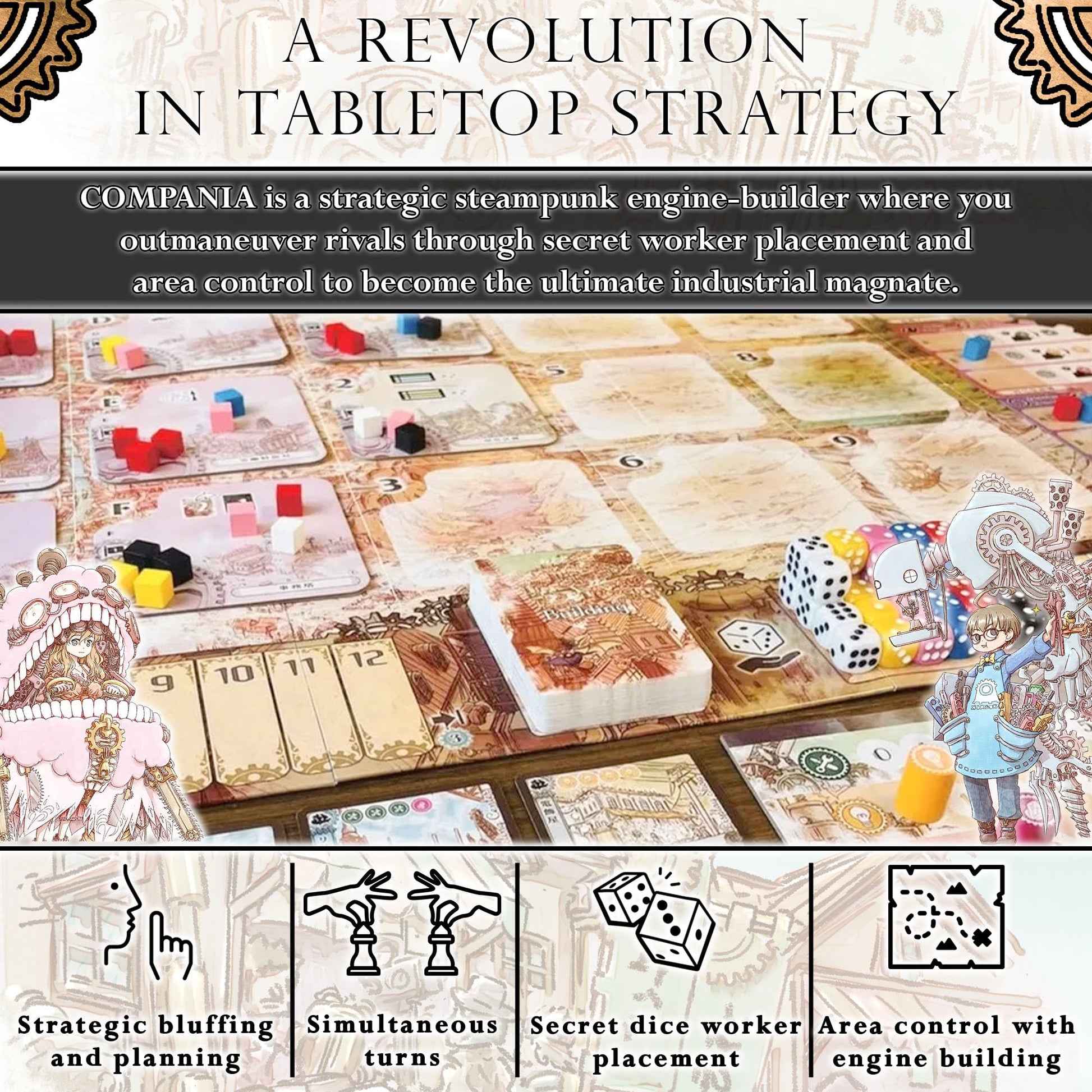 Level 99 Games Compania Board Game - Steampunk Euro-Style Engine-Building Strategy Game