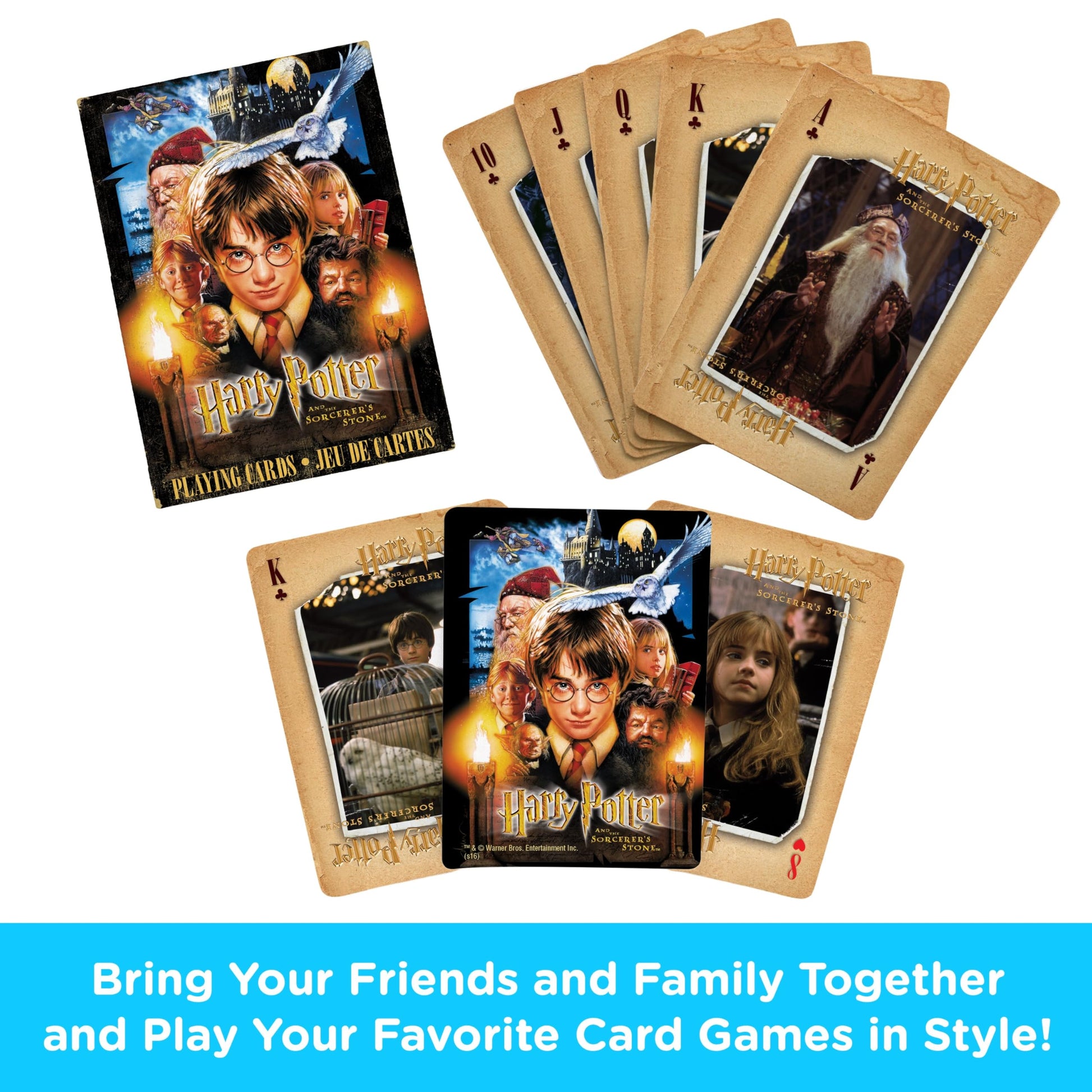 Aquarius Harry Potter Sorcerer's Stone Playing Cards Standard Size - Themed Novelty Deck with 52 Unique Movie Designs - Collectible Merchandise Gift
