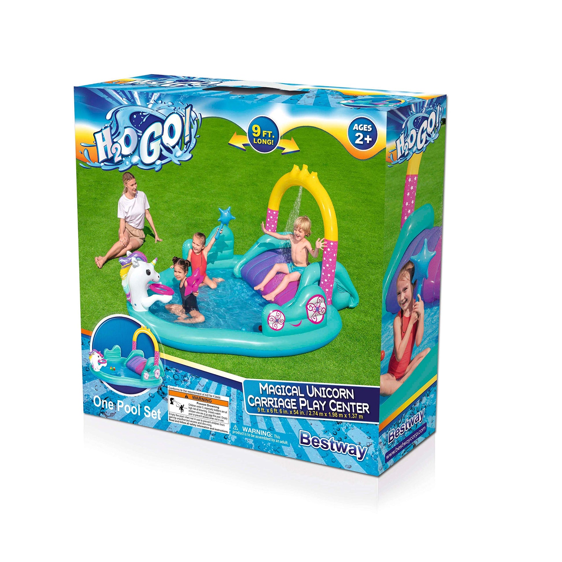 Bestway - H2OGO! Magical Unicorn Carriage Play Pool Center
