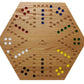 Cauff 20 Inch Solid Oak Double-Sided Marble/Wahoo Board Game with Hand-Finished and Hand-Painted Oak, Glass Marbles, Velvet Bag, 4 and 6 Player Sides