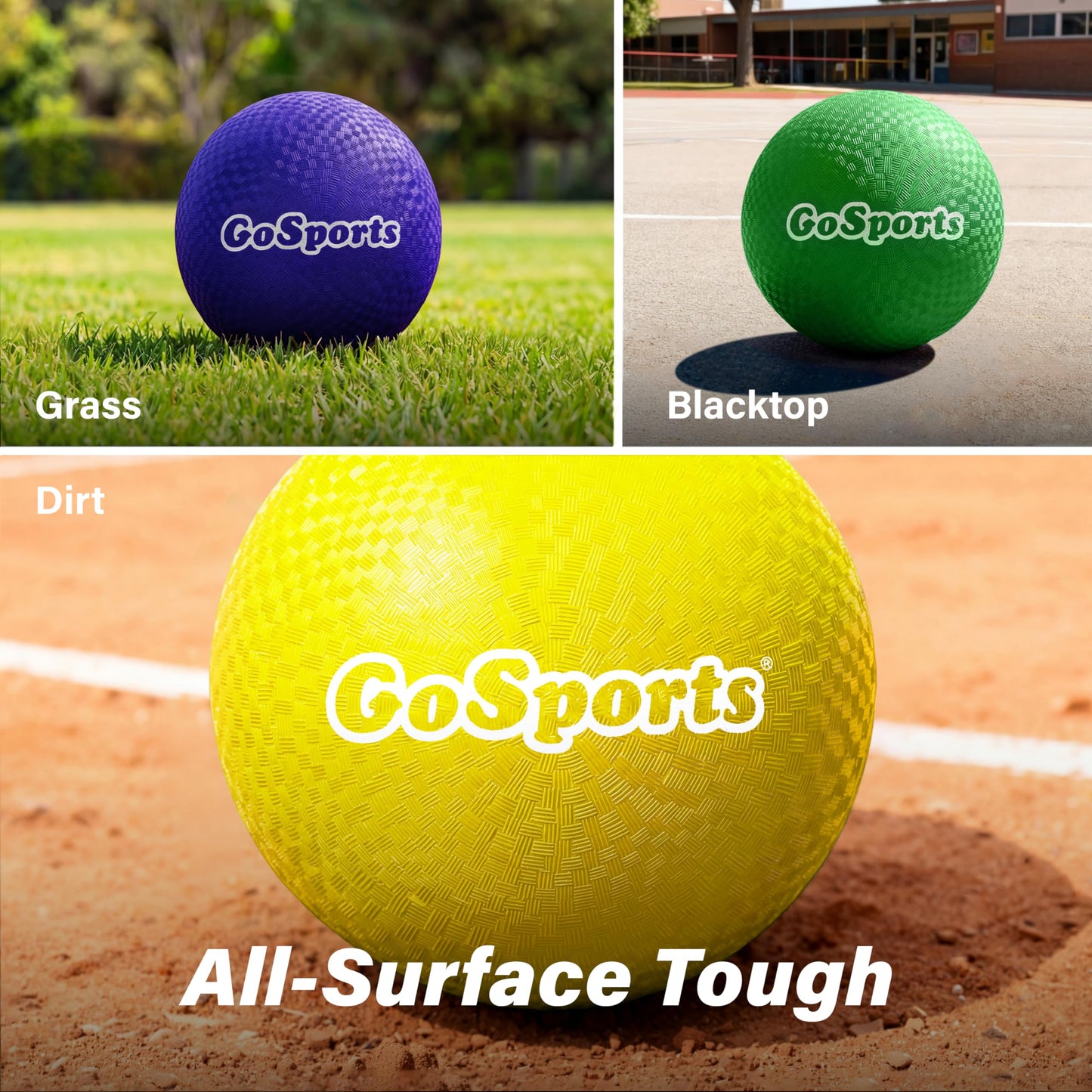 GoSports 8.5 inch Playground Ball (Set of 6) with Carry Bag and Pump - Classic