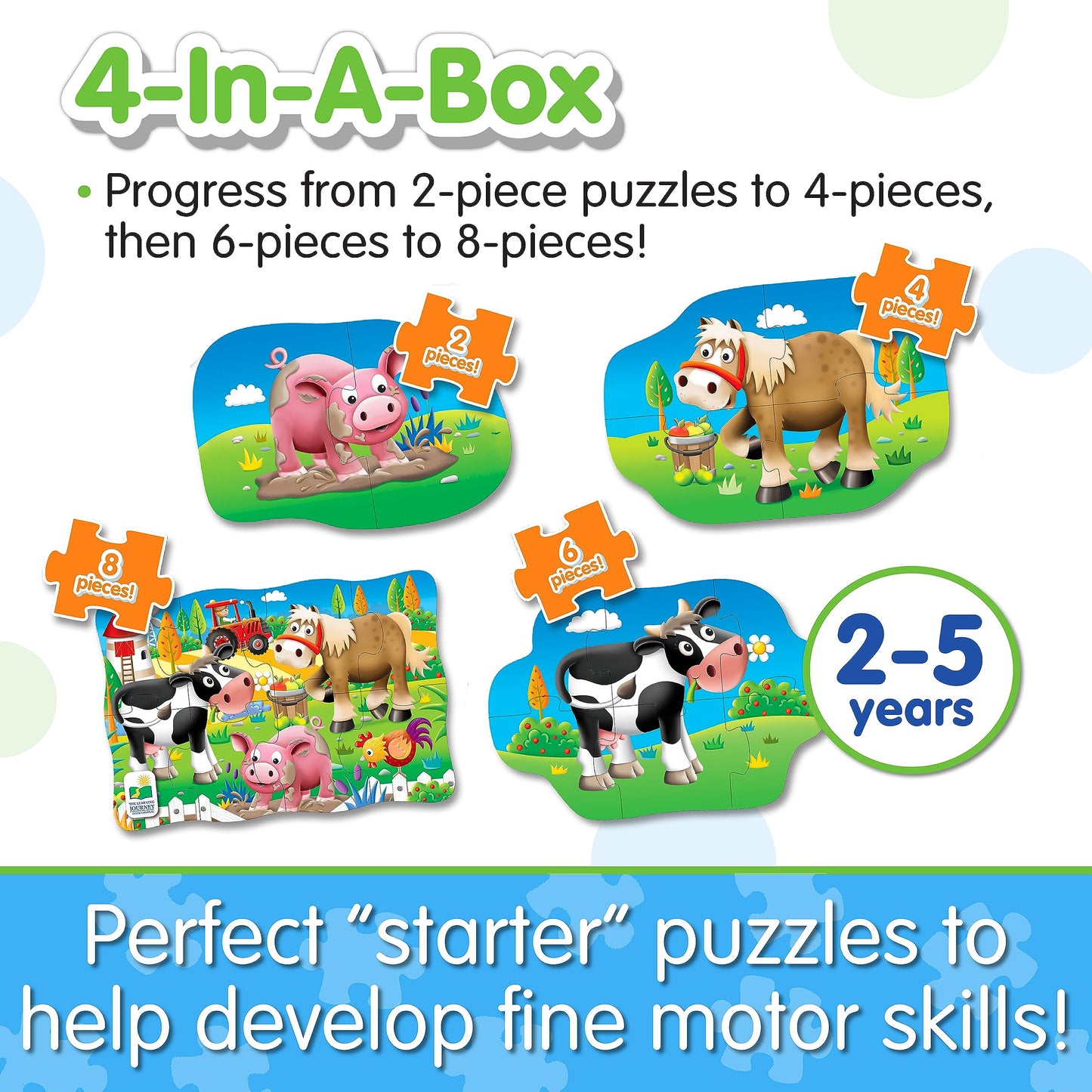 The Learning Journey: My First Puzzle Sets 4-In-A-Box Farm - Farm-Themed Puzzle Sets - Educational Toddler Toys & Activities for Children Ages 2-5