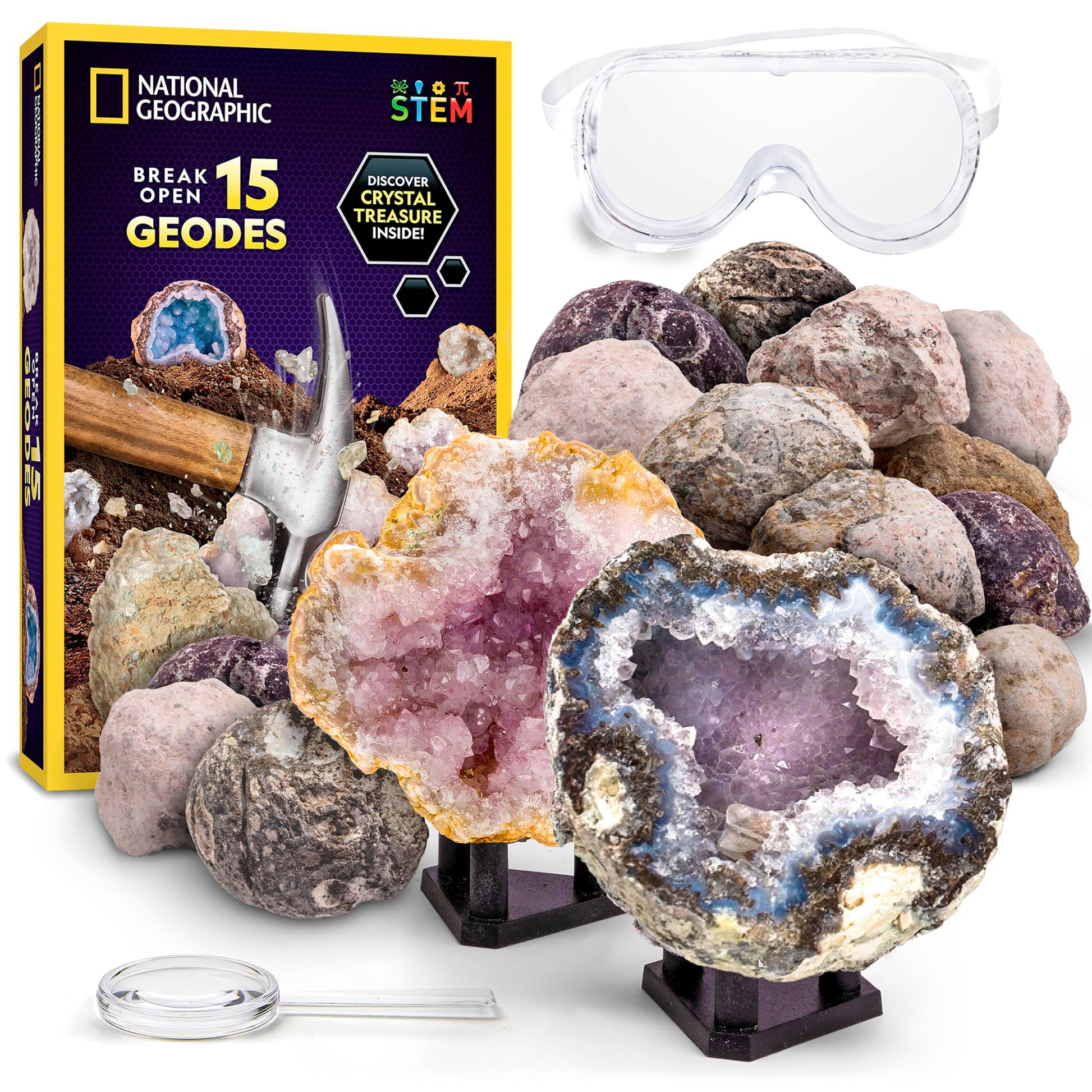 National Geographic Break Open 15 Premium Geodes Science Kit for Kids