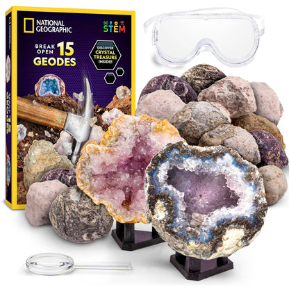 National Geographic Break Open 15 Premium Geodes Science Kit for Kids