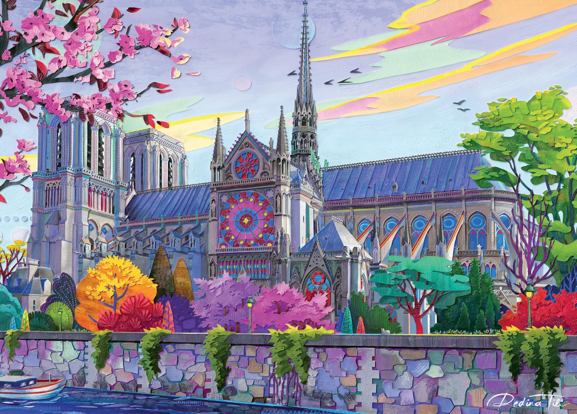 Ceaco - Colorful Notre Dame - 500 Large Piece Jigsaw Puzzle for Adults