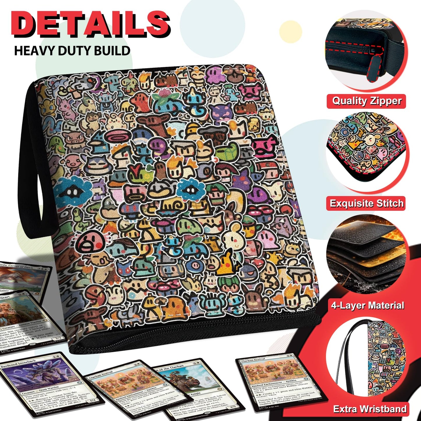 1008 Card Binder 9 Pocket, 3-Ring Trading Card Binder with 56 Page Removable Sleeves, High Storage Waterproof Trading Card Holder Collection Card