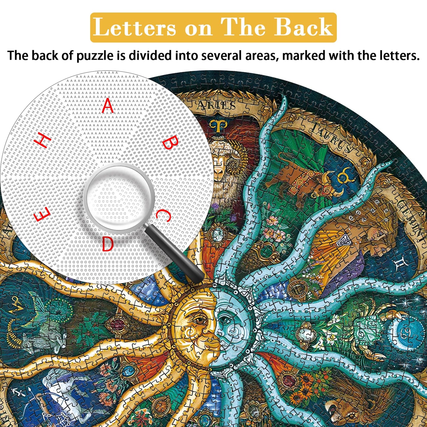 Zodiac Puzzles for Adults 1000 Pieces - Round Horoscope Astrology Jigsaw Puzzle, Challenging Difficult Mandala Constellation Puzzle for Adults, 26.7