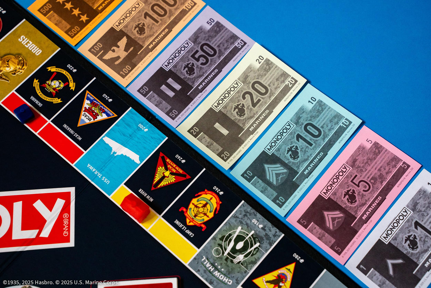 Monopoly: Marines 250th Anniversary Edition, Celebrate 250 Years, Buy Bases Worldwide and Upgrade with Tents & Barracks, Play as Tokens: Combat Boots