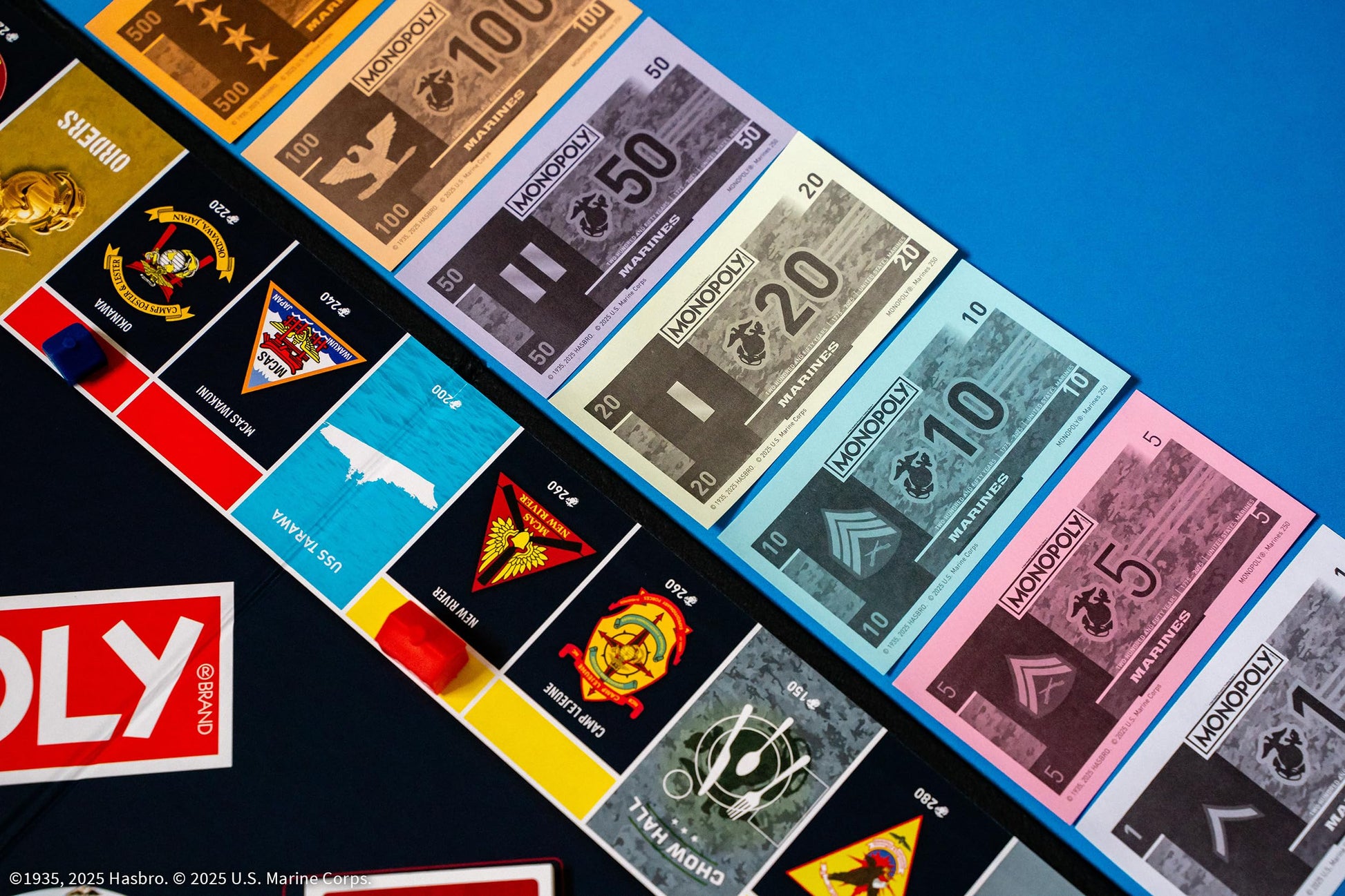 Monopoly: Marines 250th Anniversary Edition, Celebrate 250 Years, Buy Bases Worldwide and Upgrade with Tents & Barracks, Play as Tokens: Combat Boots