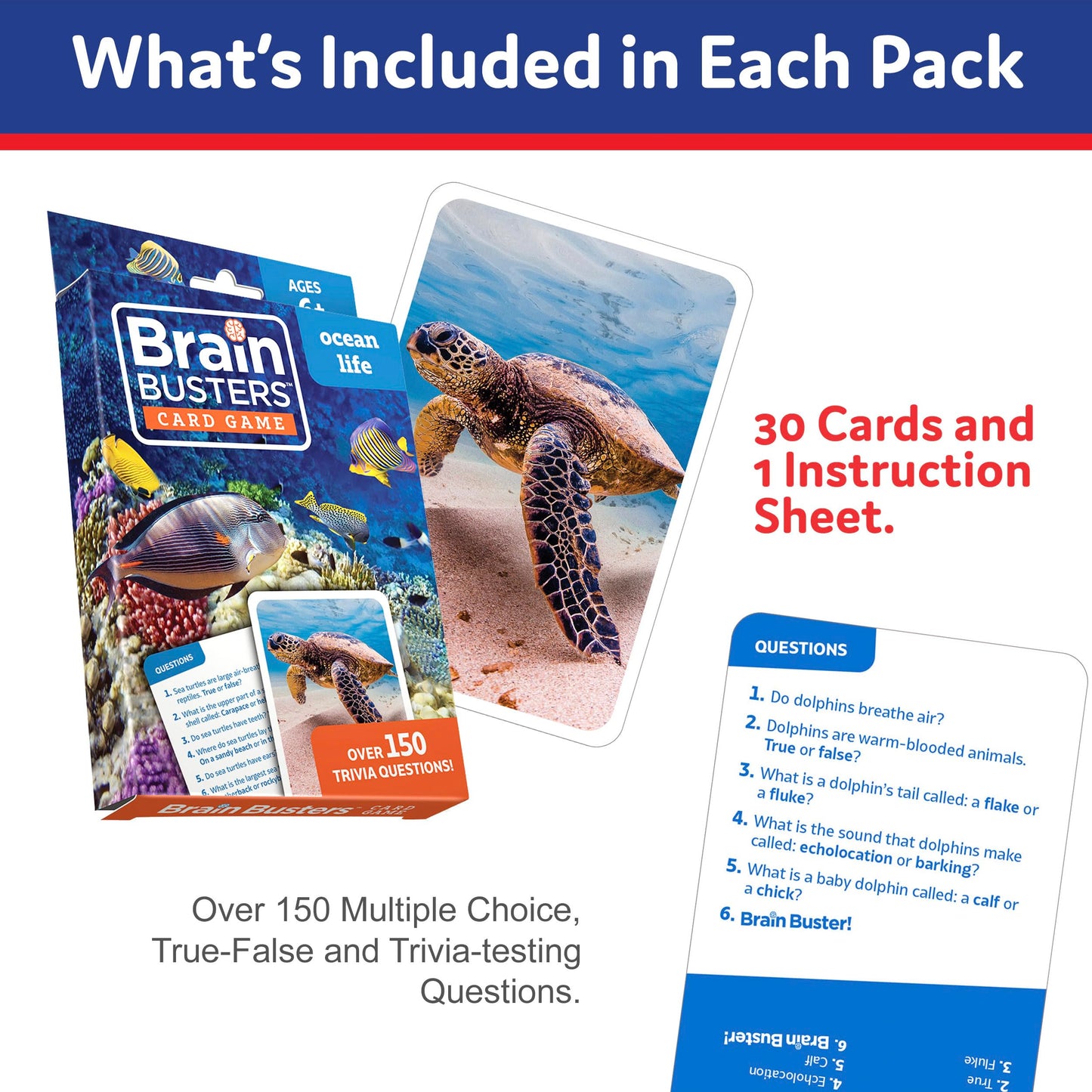 Brain Busters Card Game for Kids, Family Trivia Game Bundle with 120 Flash Cards - Learn and Play with Multiple Choice Trivia Cards About Human Body