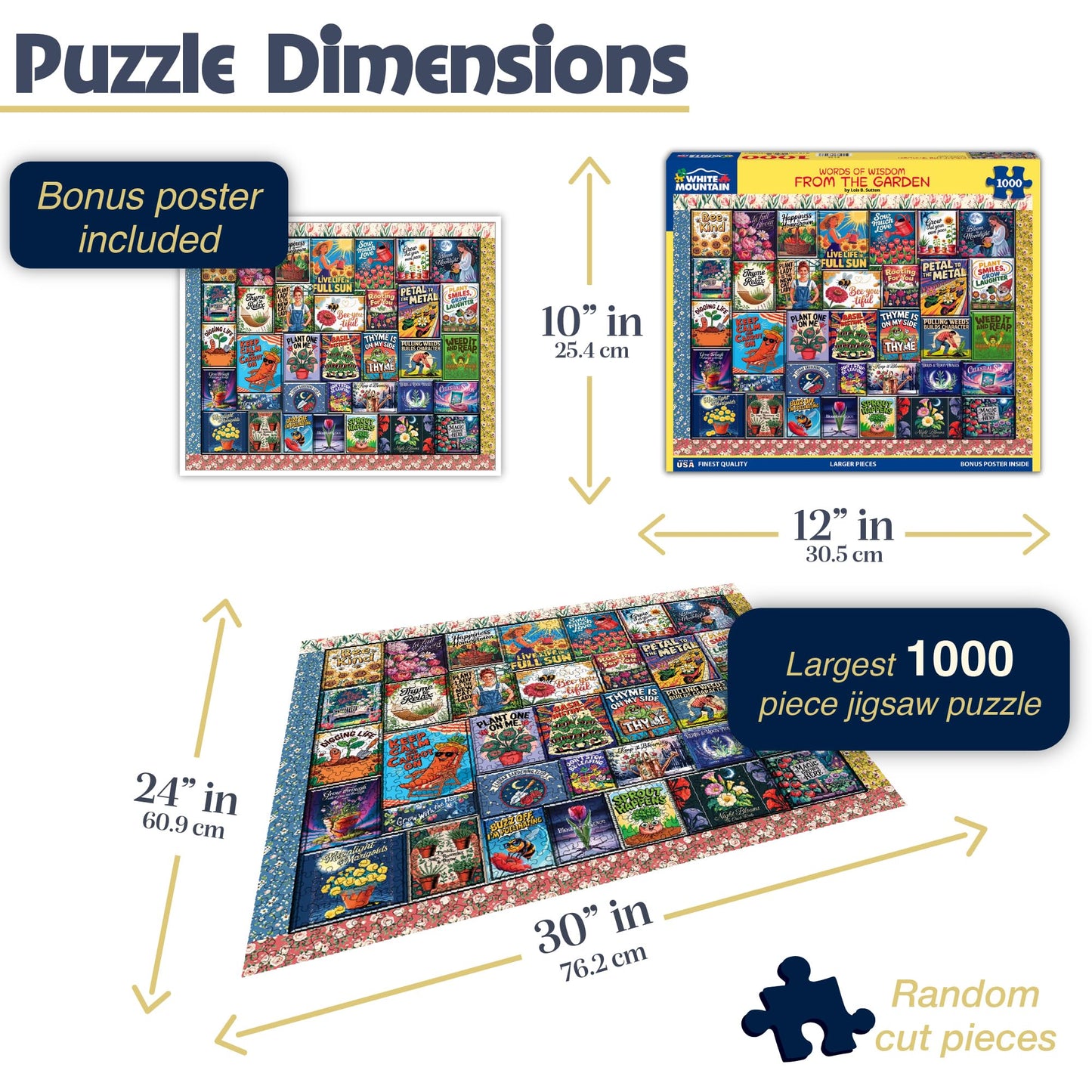 White Mountain 1000 Piece Jigsaw Puzzle, Wisdom from The Garden