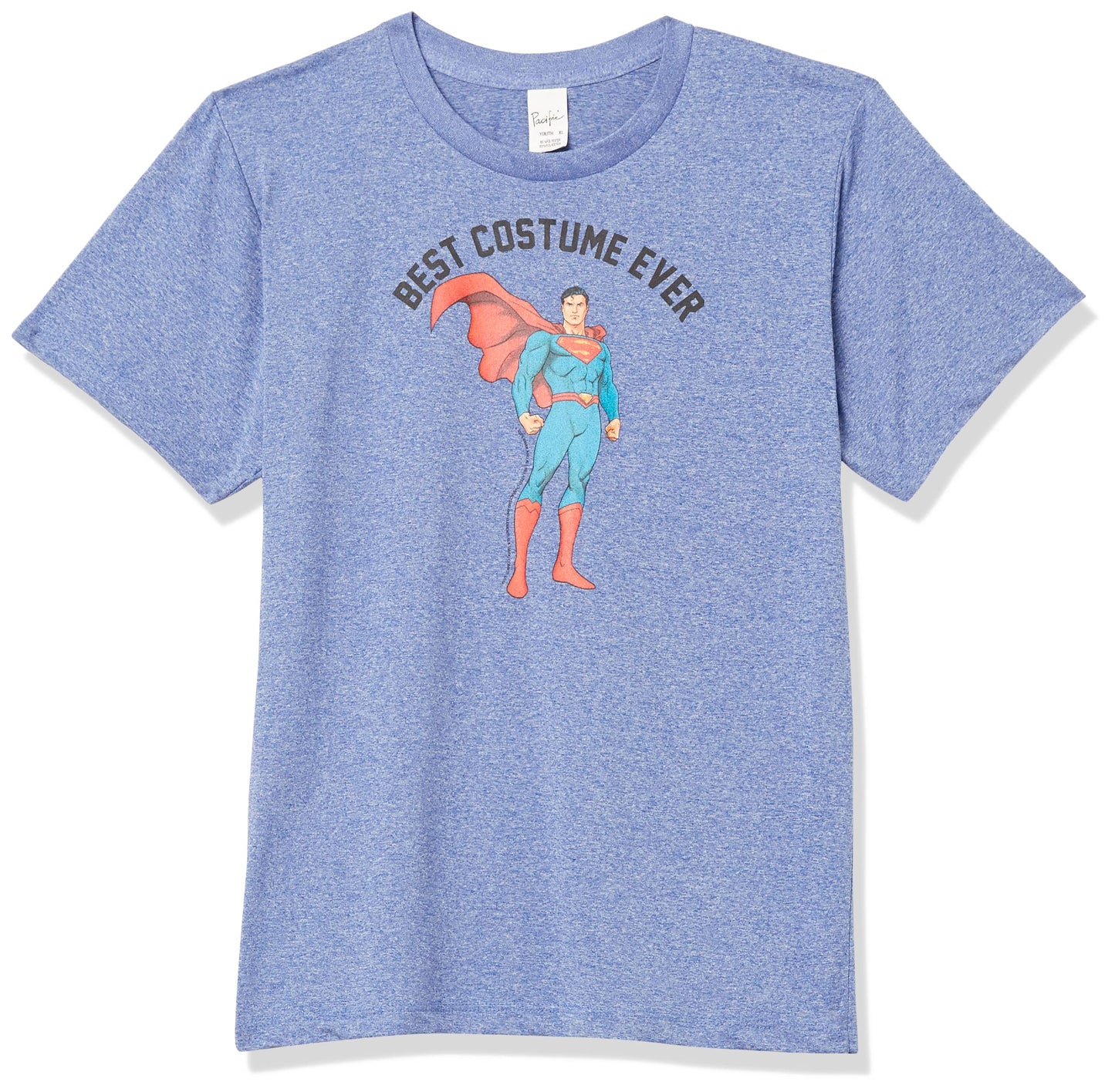 DC Comics Best Superman Costume Boy's Performance Tee, Royal Blue Heather, Youth Medium