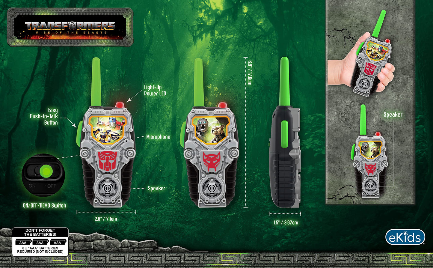 eKids Transformers Toy Walkie Talkies for Kids, Light-Up Indoor and Outdoor Toys for Kids and Fans of Transformers Toys